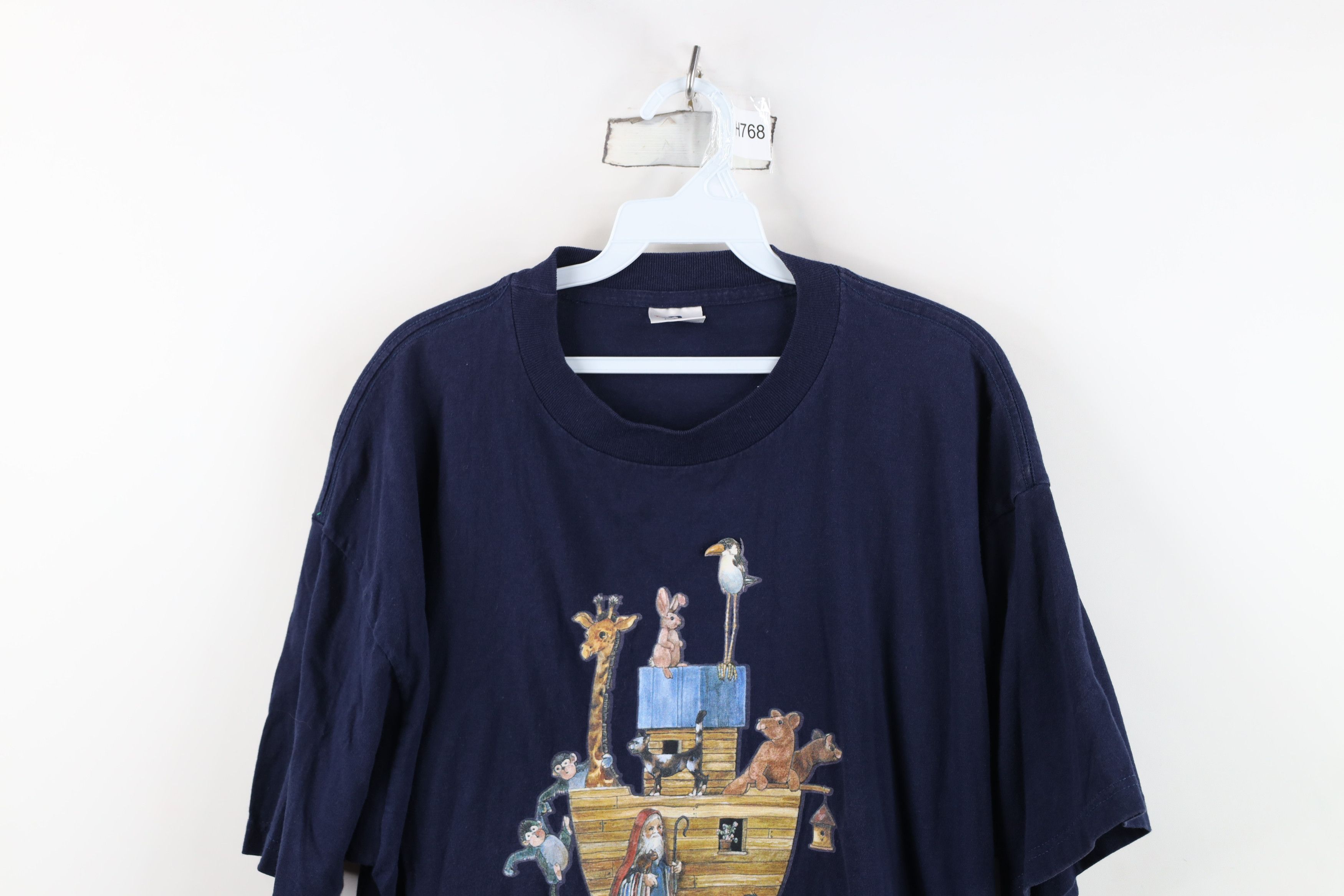 Vintage Vintage 90s Streetwear Noahs Ark Animals T-Shirt Blue Size US XL / EU 56 / 4 - 2 Thumbnail