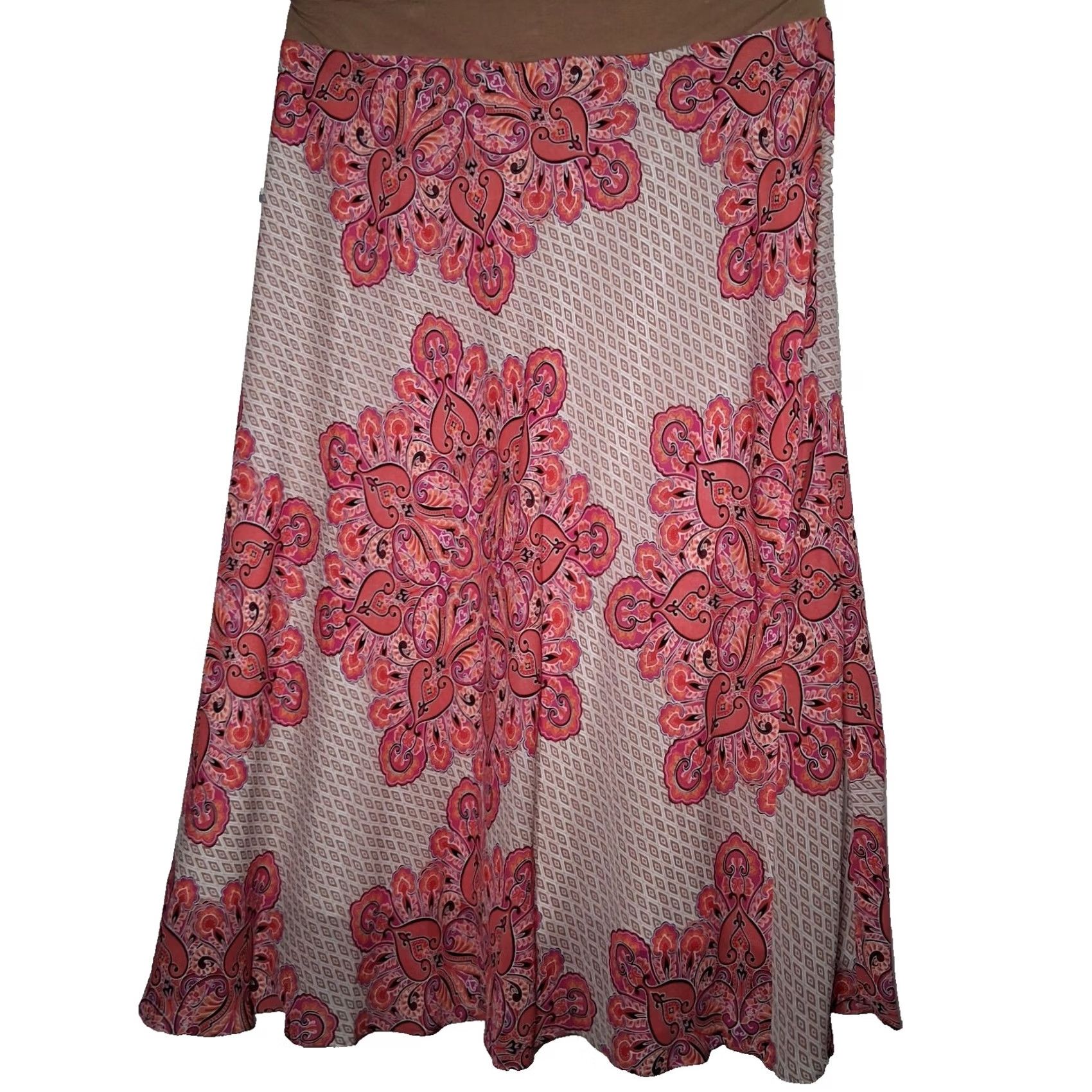 Vintage VINTAGE Jacklyn Smith Maxi Skirt Plus Size 2X Pink Paisley Mandala Boho Hippie Long Skirt Size 40" / US 18 - 2 Thumbnail