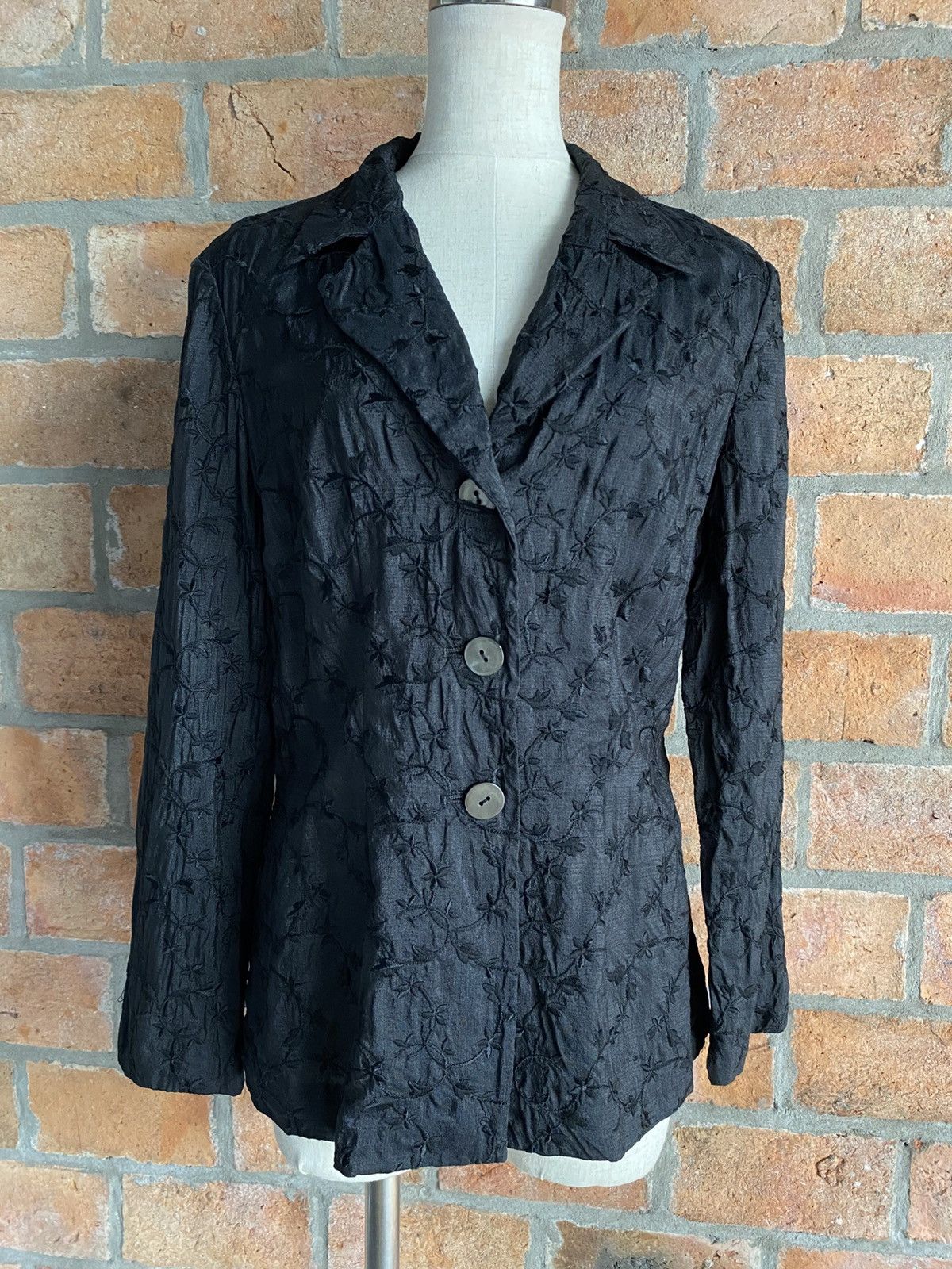 Sportmax SPORTMAX Black Floral Embroidered Silk Blazer. Size M / US 6-8 / IT 42-44 - 7 Thumbnail