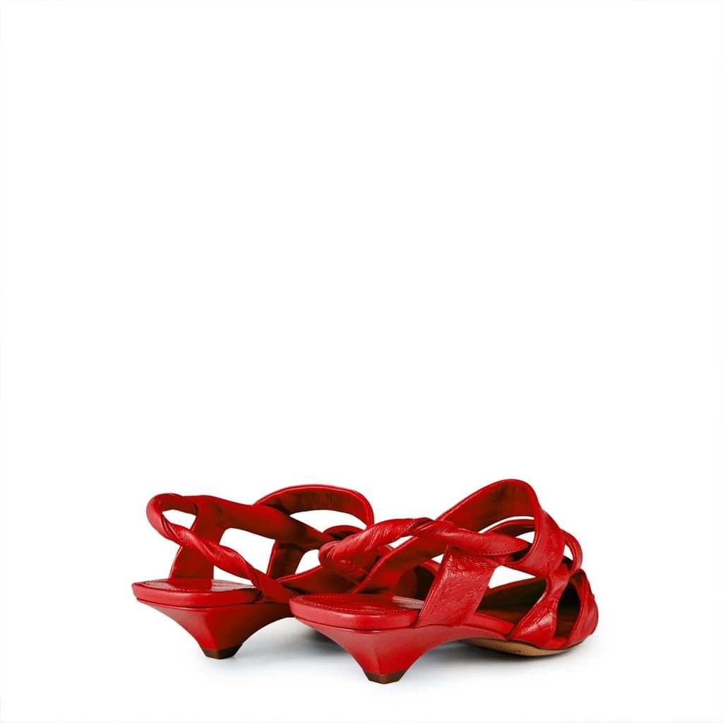 Bottega Veneta Bottega Veneta Wedge Low Heel Sling Back Sandals in Red Size US 5.5 / IT 35.5 - 2 Thumbnail
