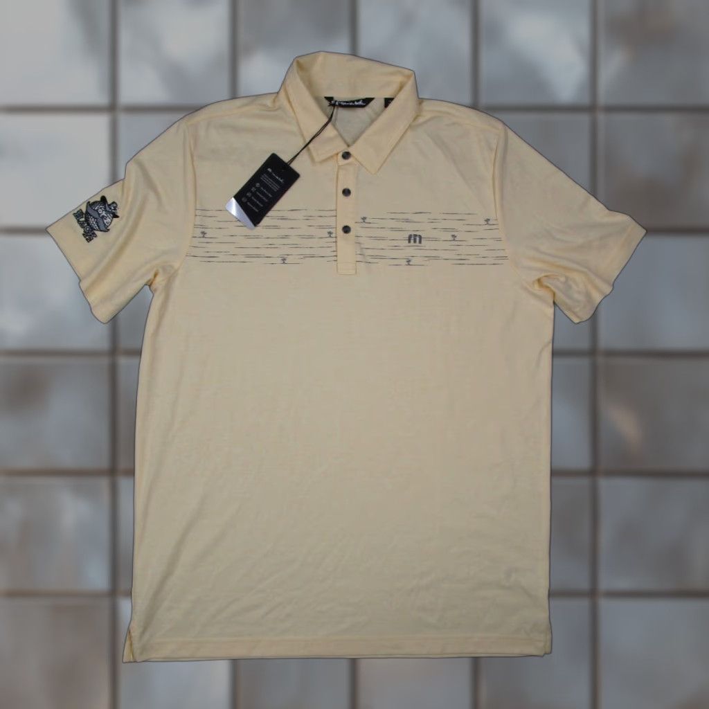 TravisMathew Travis Mathew Polo Shirt Mens Extra Large Yellow Pit Boss Pima Logo Golf Size US XL / EU 56 / 4 - 1 Thumbnail