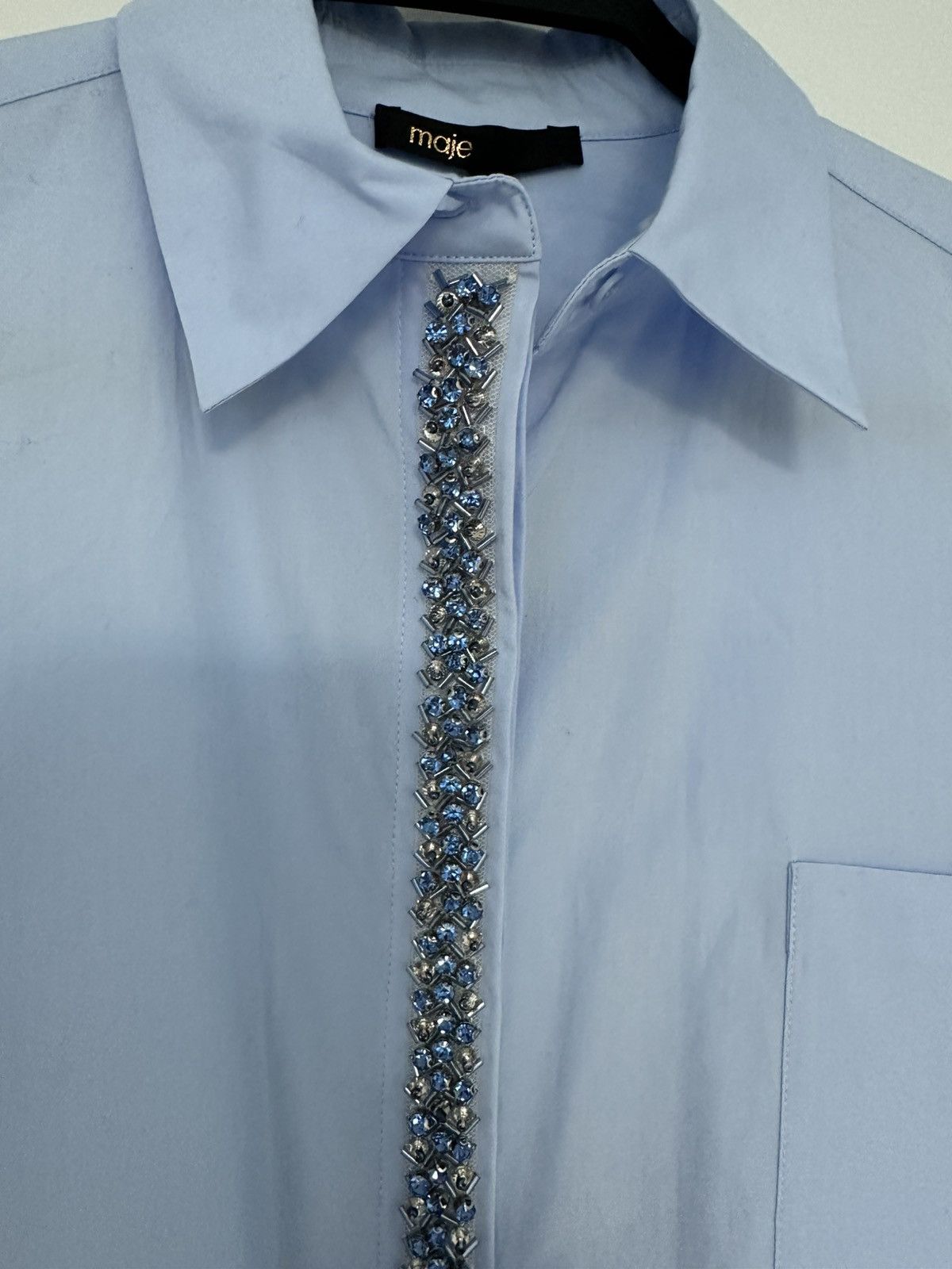Maje Maje Blue Embellished Button-Up Shirt Size S / US 4 / IT 40 - 4 Thumbnail