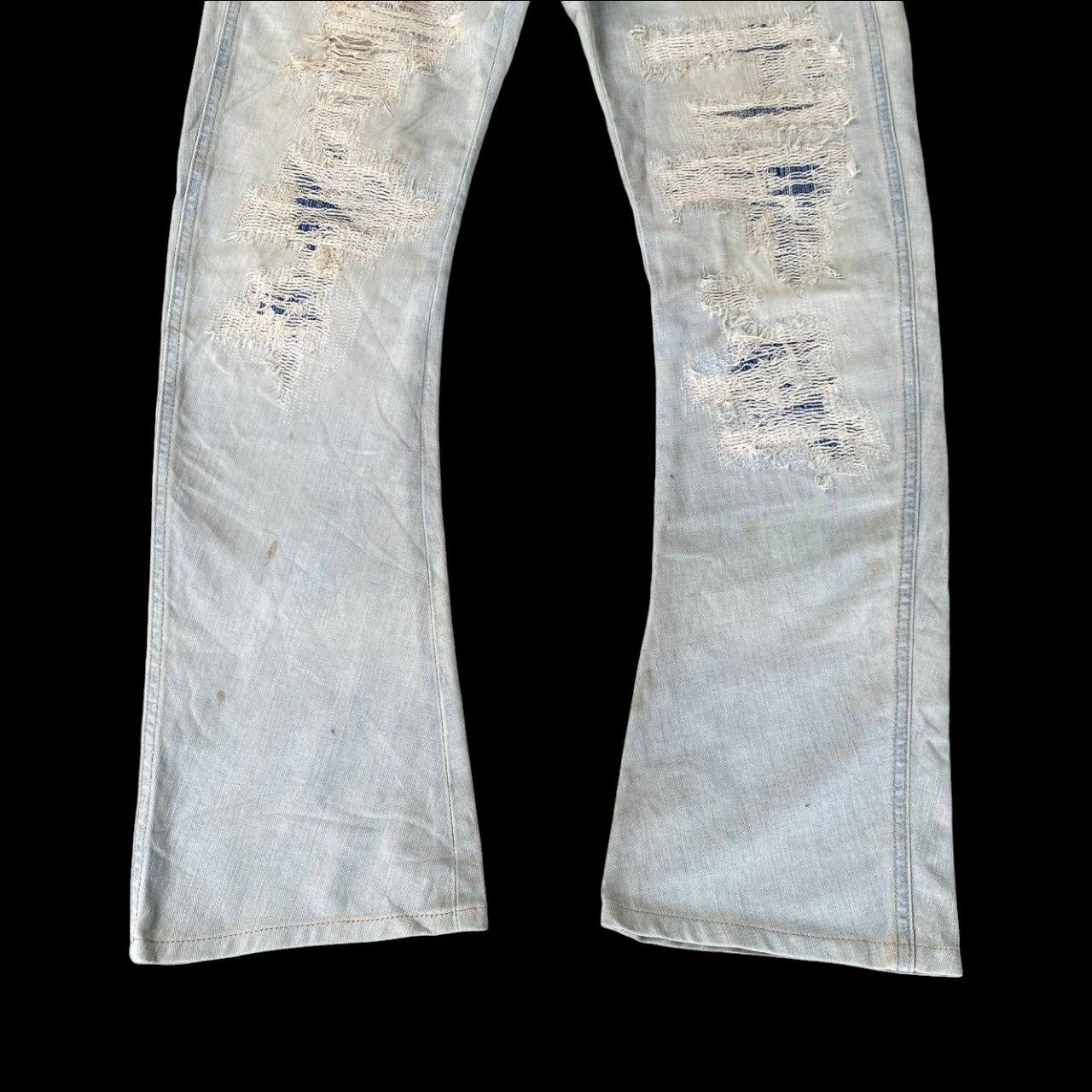 AKM × Wrangler RARE AKM X WRANGLER FLARED BORO DISTRESSED DIRTY STAIN W28 Size US 28 / EU 44 - 3 Thumbnail