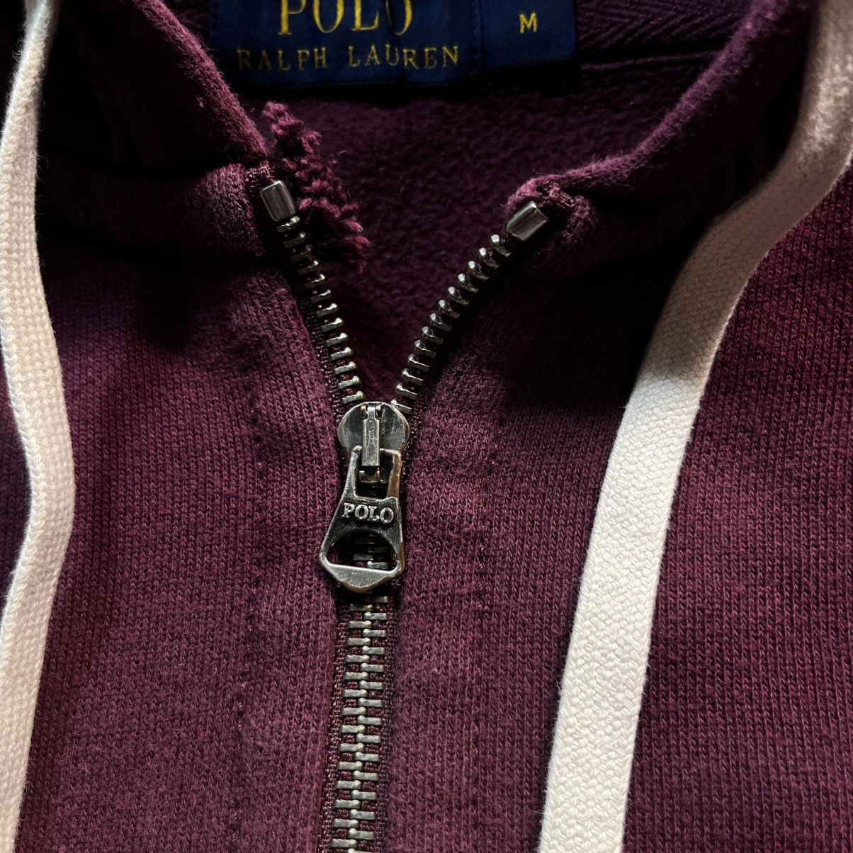 Polo Ralph Lauren Burgundy Polo Ralph Lauren Vintage Small Pony Zip Hoodie Size US M / EU 48-50 / 2 - 8 Thumbnail