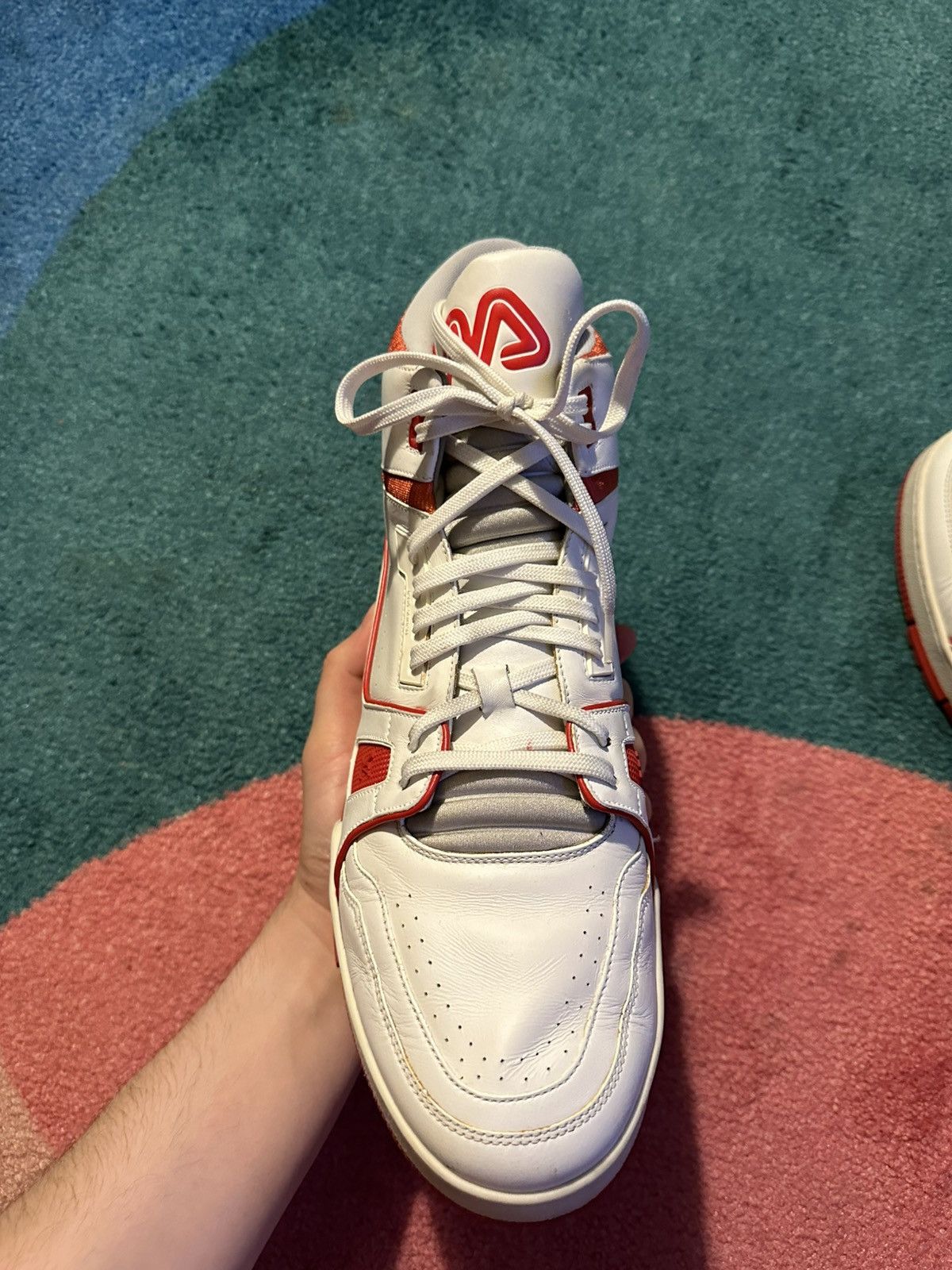 Louis Vuitton Louis Vuitton LV Trainer Mid White Red Size US 11 / EU 44 - 5 Thumbnail