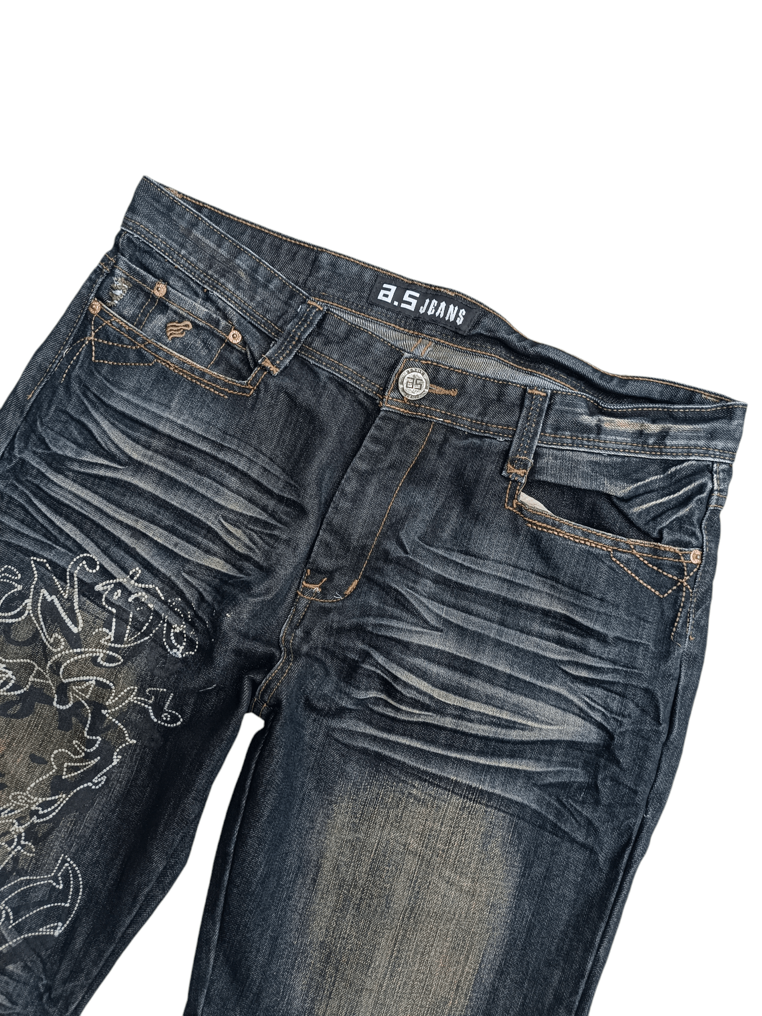 Japanese Brand RARE 🔥 A.S Aston Jeans Whiskers Print & Embroidery Denim Size US 36 / EU 52 - 4 Thumbnail