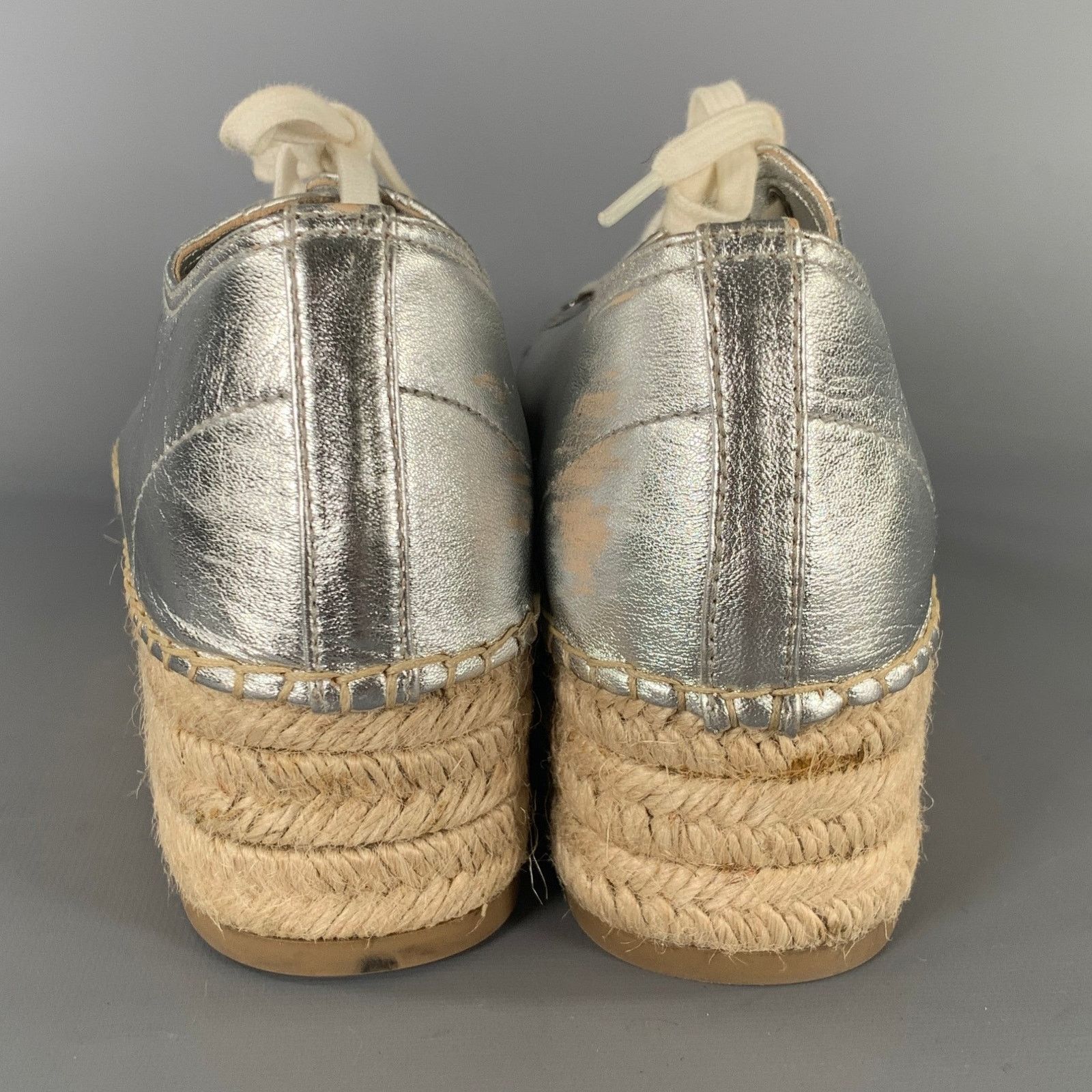 Miu Miu MIU MIU Size 8 Silver Espadrille Platform Sneakers Size US 8 / IT 38 - 3 Thumbnail