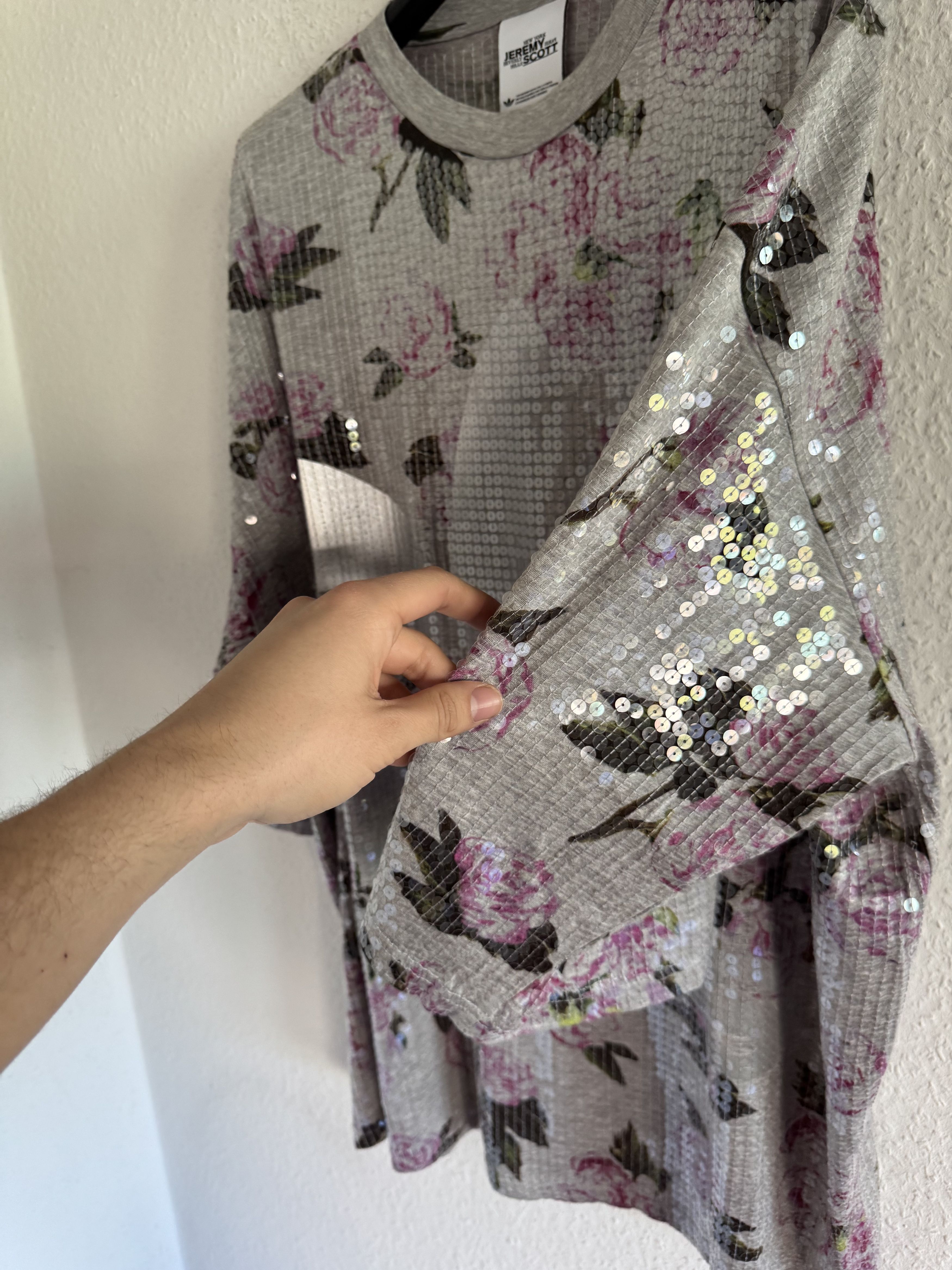 Adidas × Jeremy Scott Sequin Floral Oversized Long Shirt Dress Size US XXL / EU 58 / 5 - 6 Thumbnail