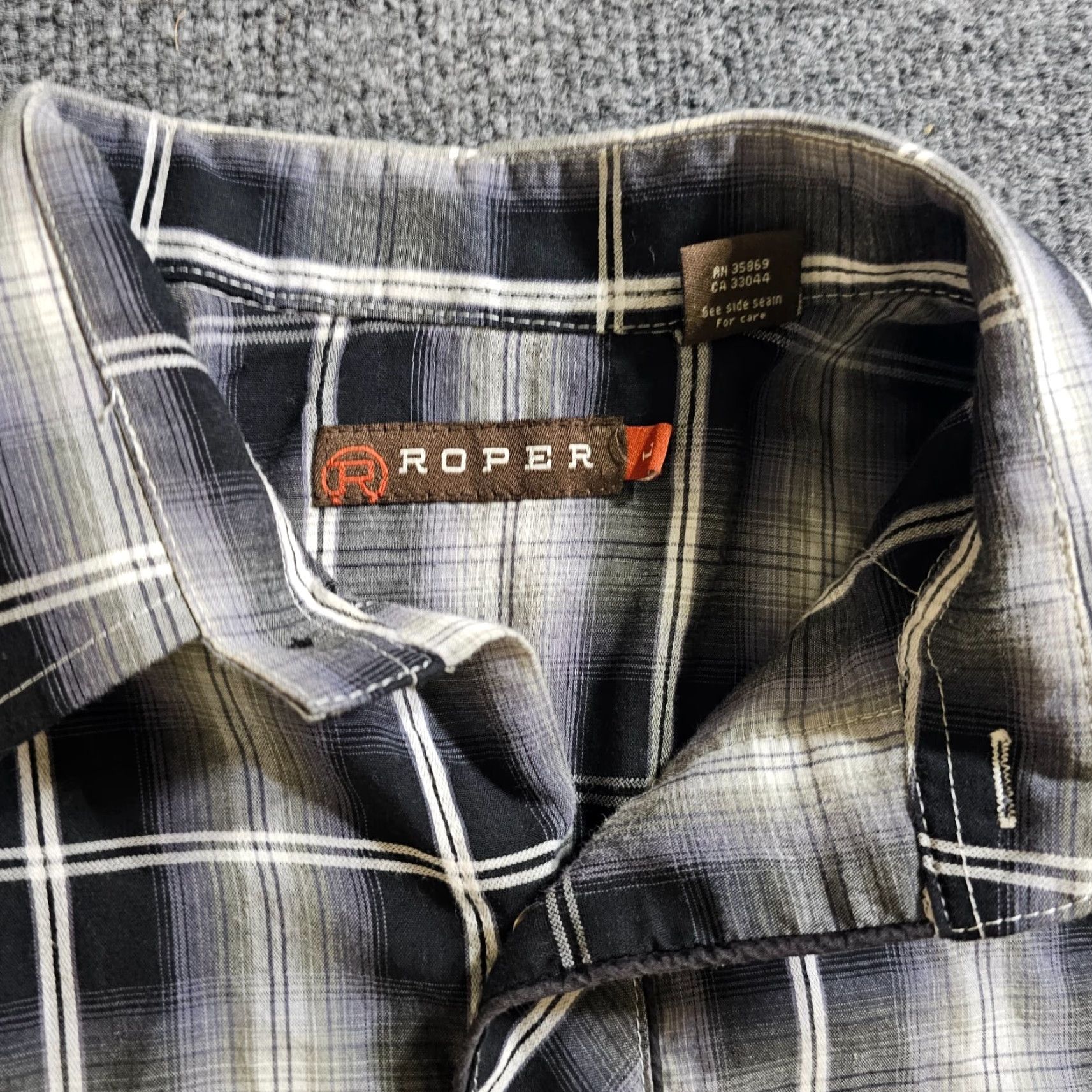 Roper Roper Shirt Mens L Black Plaid Gray Floral Embroidery Pearl Snap Western Shirt Size US L / EU 52-54 / 3 - 3 Thumbnail