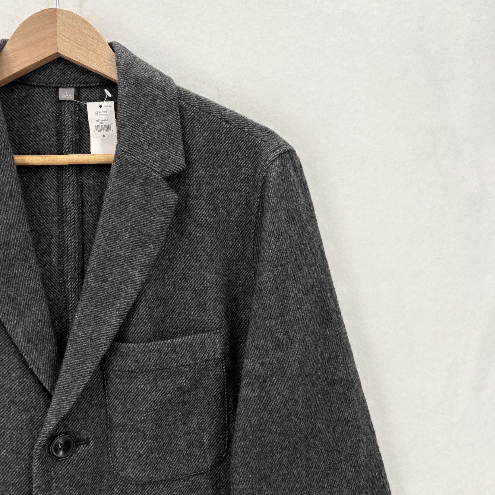 Gap Gap Blazer Mens Small Gray Herringbone Relaxed Wool Sport Coat Jacket Italian Size 36R - 2 Thumbnail