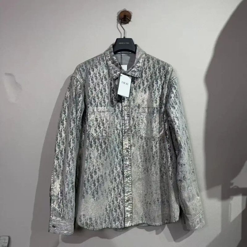 Dior Dior Gray Cotton Long Sleeve Shirt 0089 Size US M / EU 48-50 / 2 - 1 Thumbnail