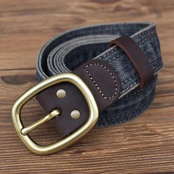 Japanese Brand Kubota x naga 47 Inch Pin Buckle Gold Design Denim Belt Size ONE SIZE - 6 Thumbnail