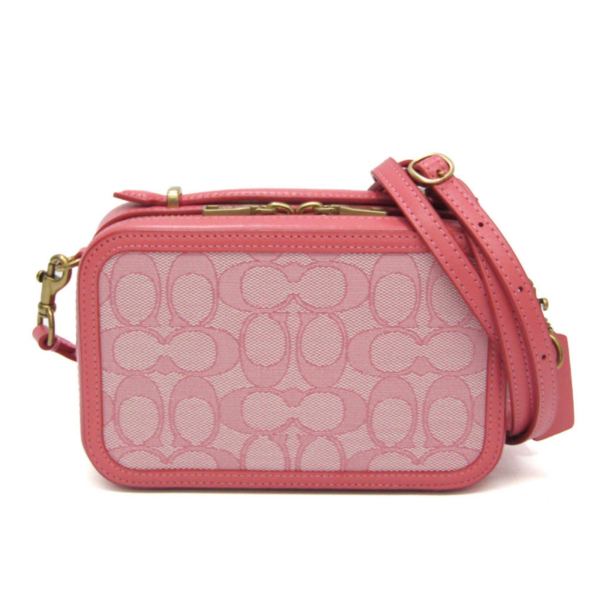 image of Coach Signature Ally C3937 Women's Canvas,leather Fanny Pack,shoulder Bag Light Pink