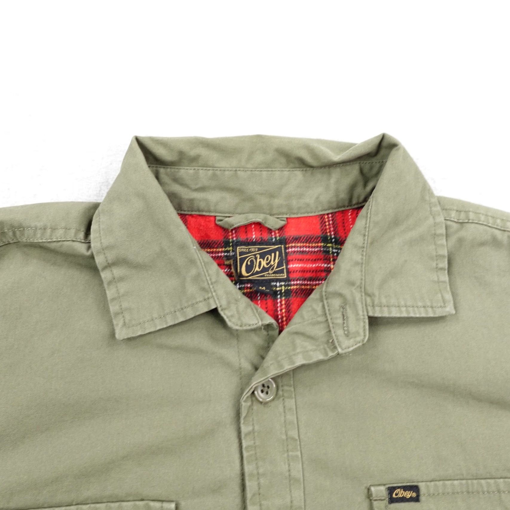 Obey Obey Jacket Mens Medium Green Flannel Lined Shirt Shacket Button Up Work Skater Size US M / EU 48-50 / 2 - 2 Thumbnail