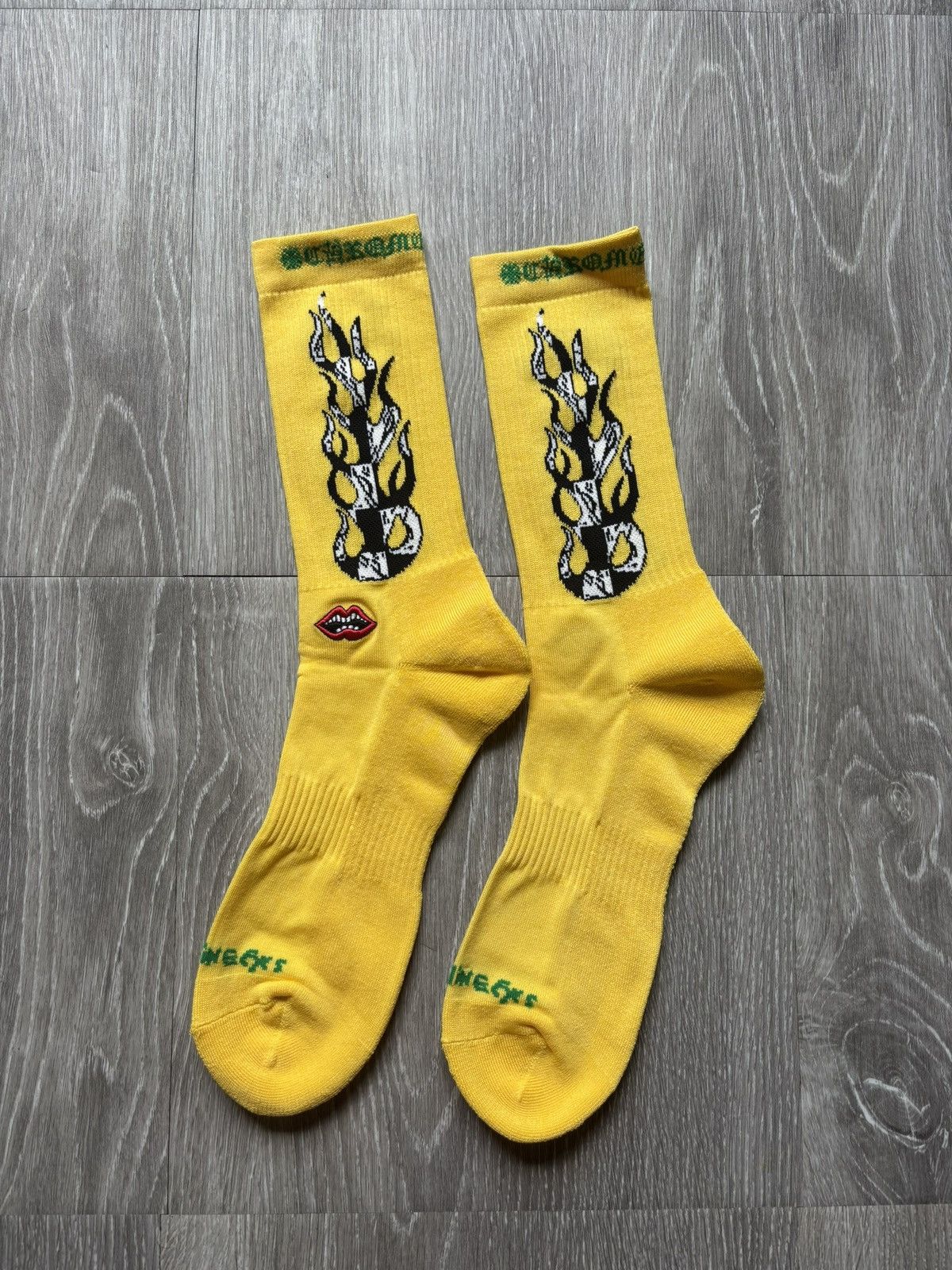 Chrome Hearts Chrome Hearts Yellow Matty Boy Flame Socks Size ONE SIZE - 2 Thumbnail