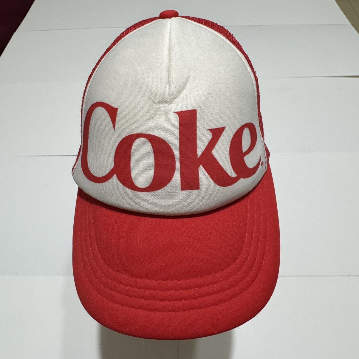 Coca Cola × Vintage Vintage Coca-Cola Trucker Cap Coke Big Logo Hat 90s USA Size 40 - 1 Thumbnail