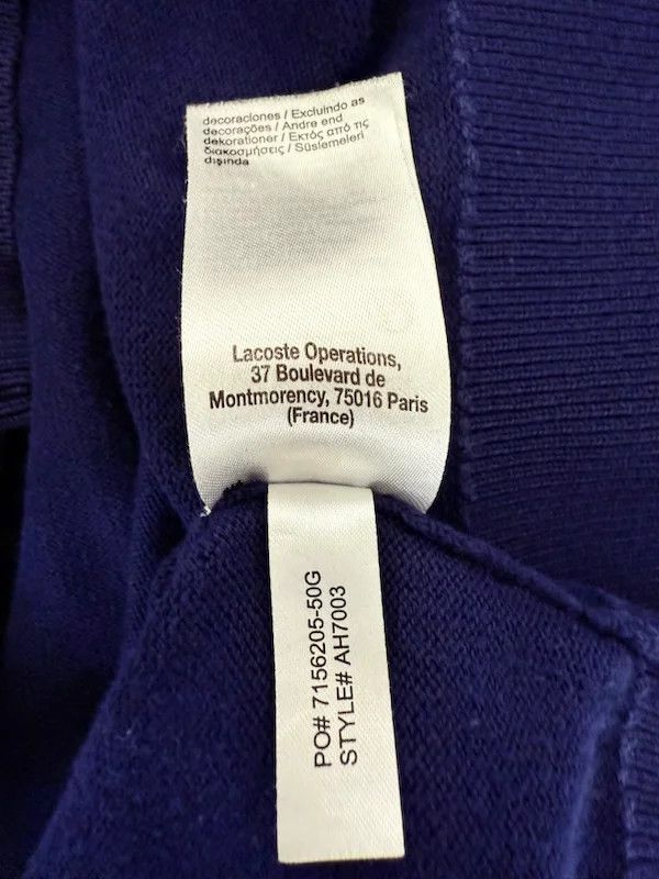 Lacoste Maglione Lacoste Uomo Blu Cotone V-Neck Taglia 3XL Size US XXL / EU 58 / 5 - 7 Thumbnail