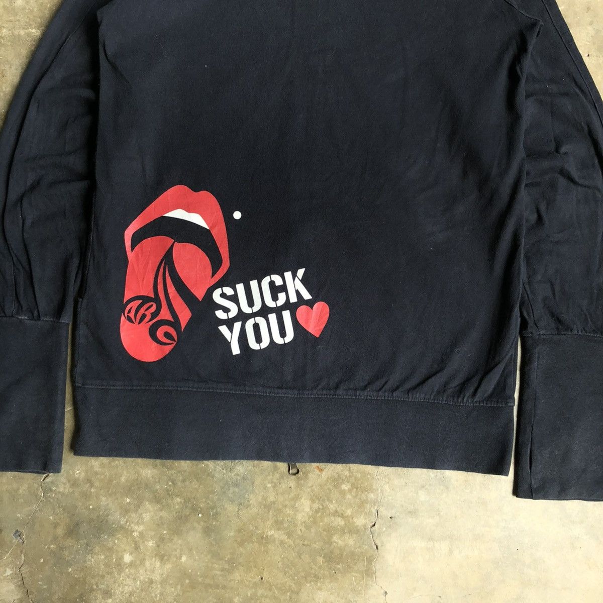 20471120 2000s Acid Black “Suck You” Ziphoodie Lgb Punk Sly Style Size US M / EU 48-50 / 2 - 11 Thumbnail