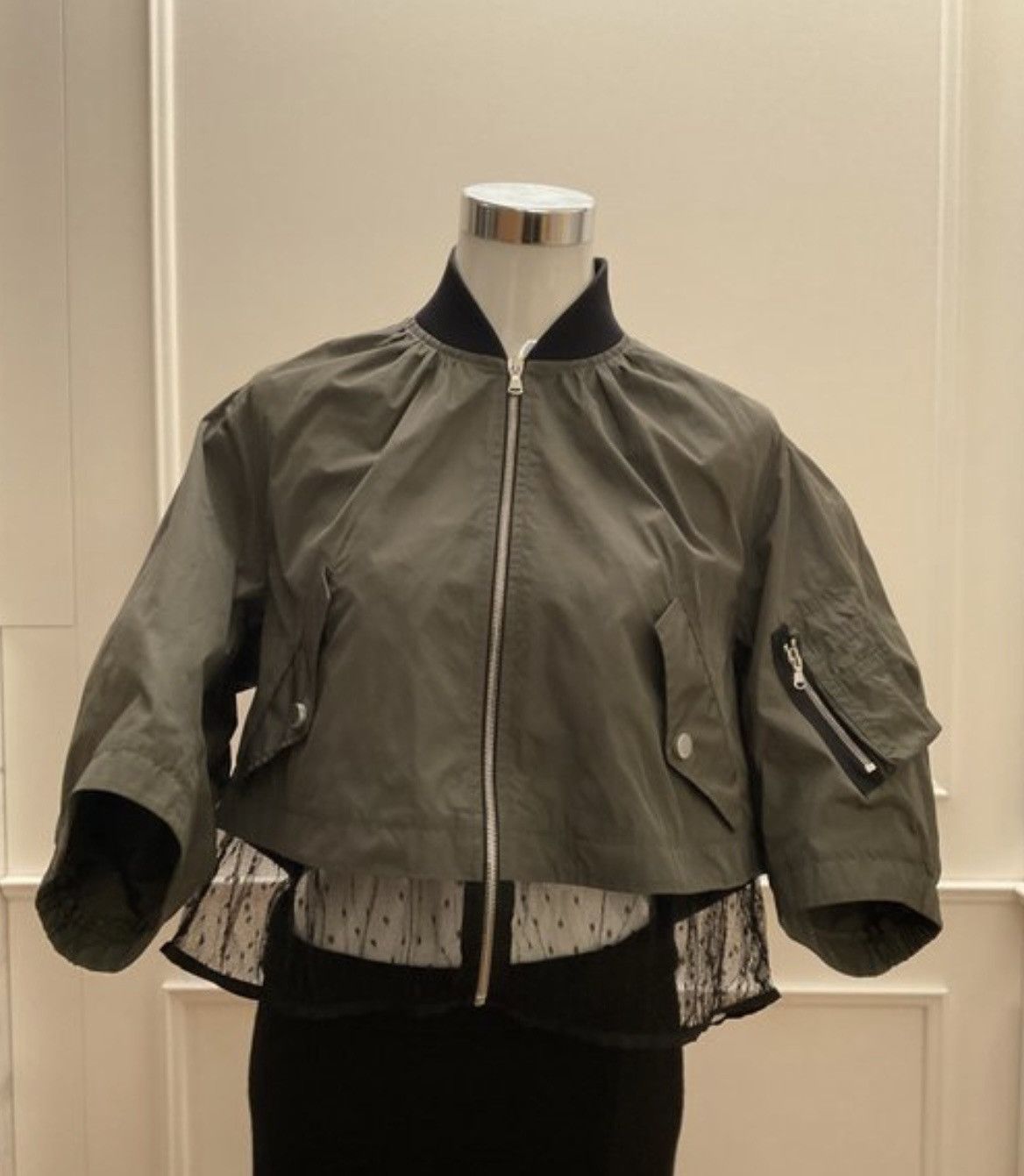 RED Valentino 🔥 Rare Valentino Khaki Bomber — Lace Detail / Oversized Fit Size S / US 4 / IT 40 - 1 Thumbnail