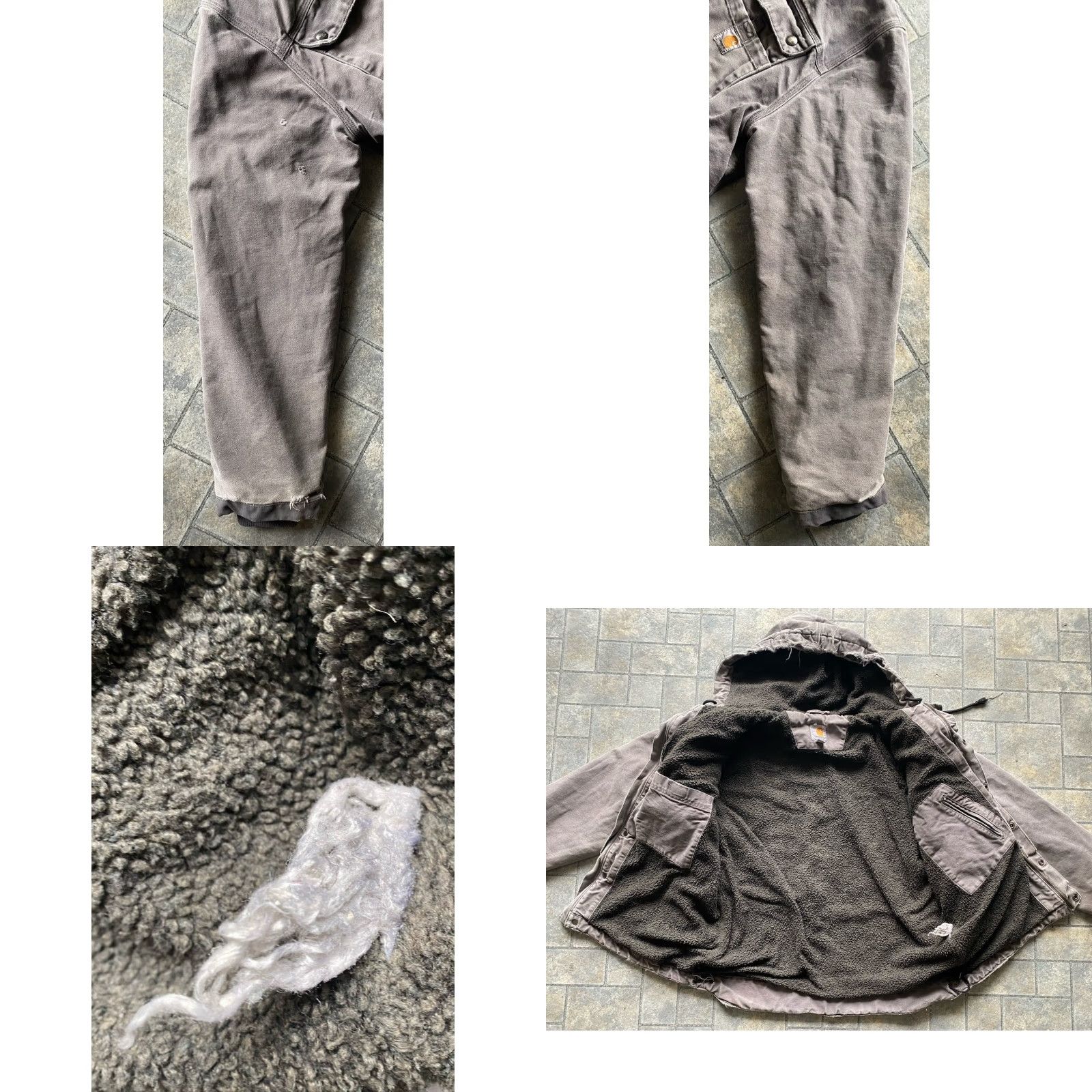 Carhartt VINTAGE Carhartt Hooded Jacket Coat Gray Mens M Zipper Snaps Damaged Sherpa Lined Size US M / EU 48-50 / 2 - 8 Thumbnail