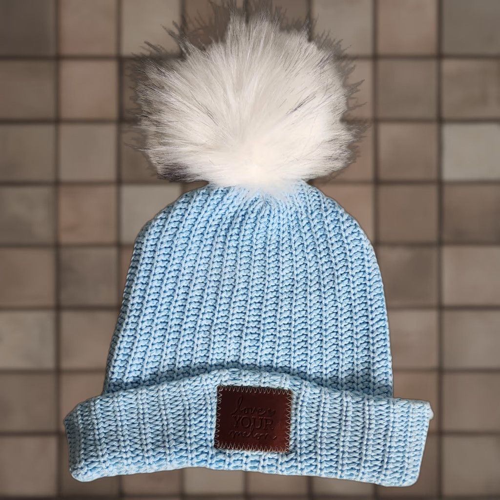 Vintage Love Your Melon Womens Slouch Hat One Size Light Blue Pom Knitted Cotton Knit Size ONE SIZE - 1 Thumbnail