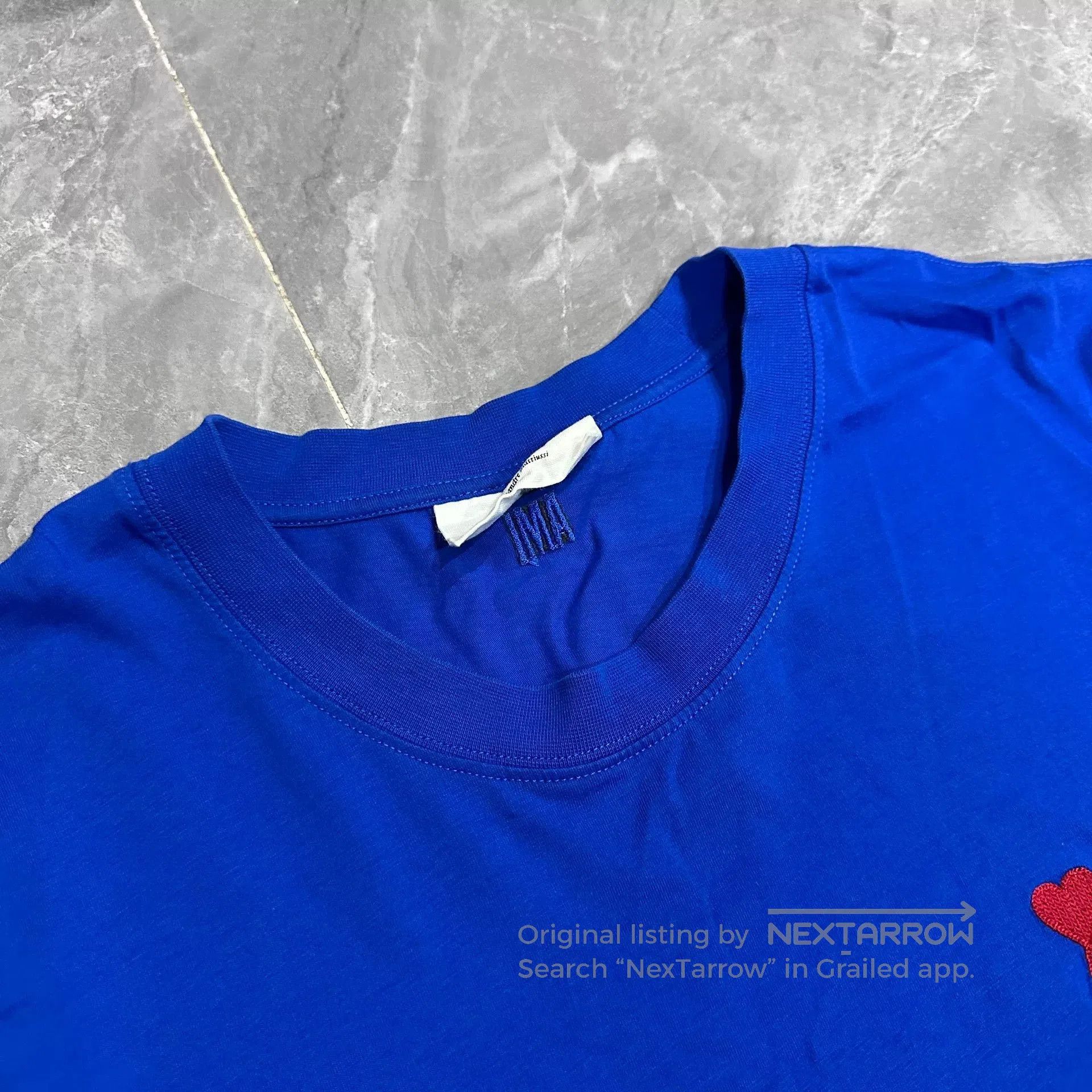 AMI AMI PARIS Klein Blue Heart Embroidered Tee. Size US XL / EU 56 / 4 - 4 Thumbnail