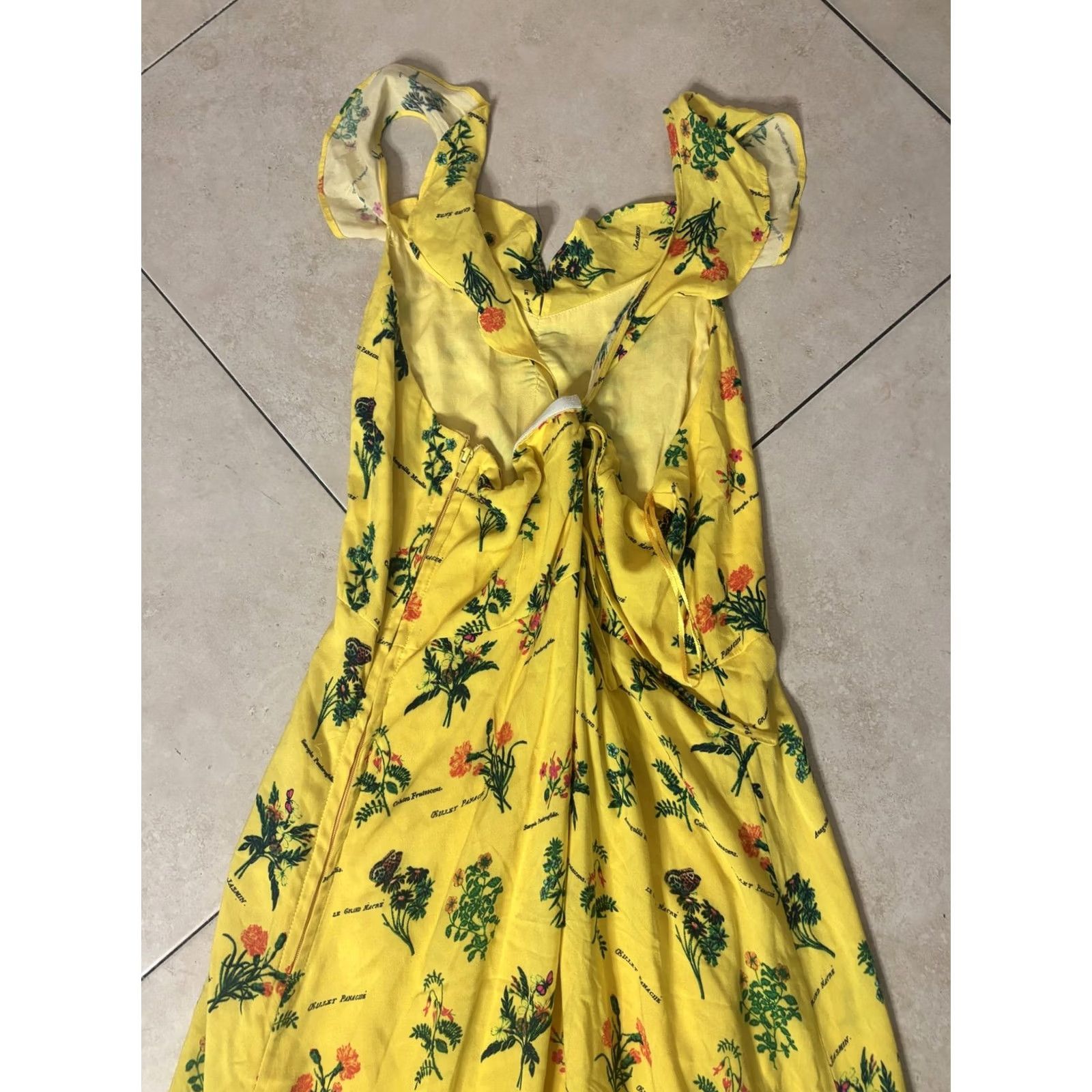 Vintage VINTAGE? (No) - ModCloth Dress Womens Medium Yellow Floral Botanical Maxi Sundress Summer Beach Size M / US 6-8 / IT 42-44 - 5 Thumbnail