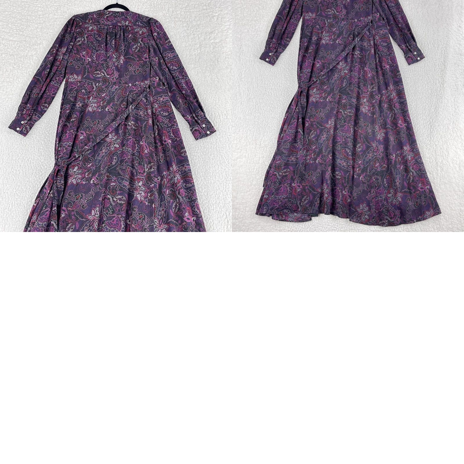 Vintage ModCloth Purple Paisley Wrap Maxi Dress Womens Small Long Sleeve V-Neck Lined Size S / US 4 / IT 40 - 9 Thumbnail