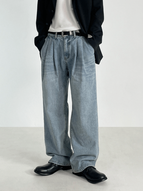 Japanese Brand × Jean Retro trendy washed men's loose cleanfit jeans Size US 32 / EU 48 - 1 Thumbnail