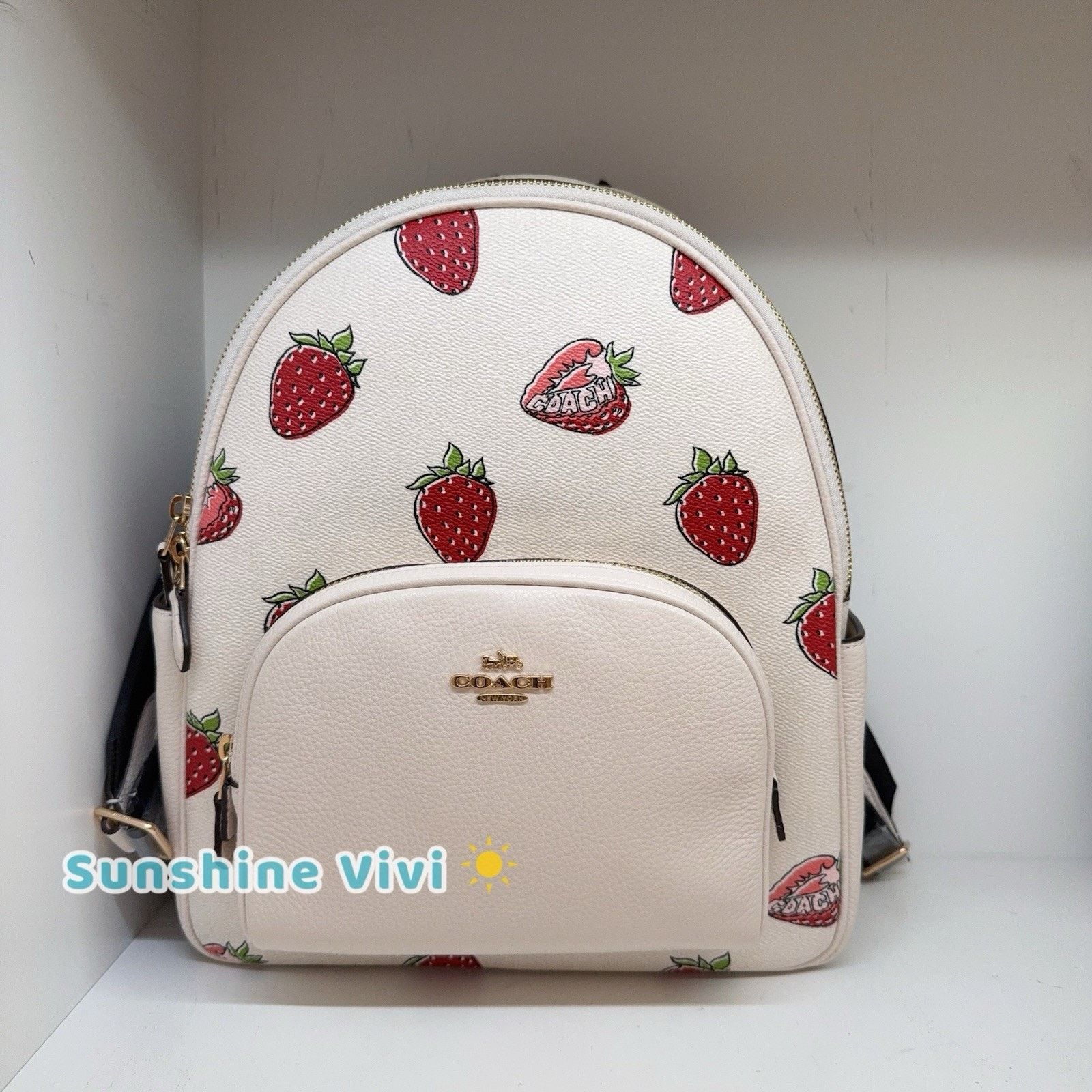 Coach NWT Coach Court Backpack Strawberry CAS94 Gold/Chalk Size ONE SIZE - 1 Thumbnail