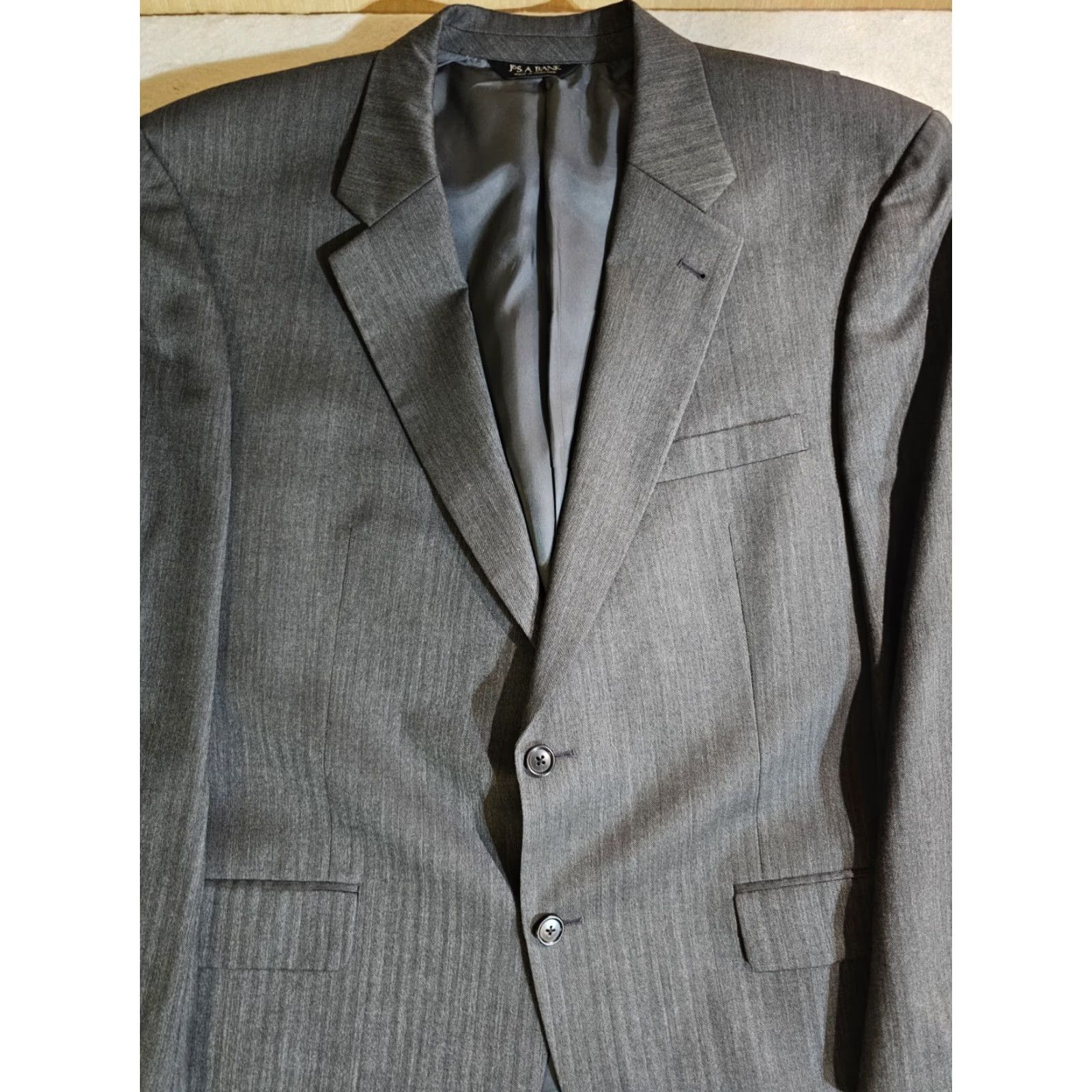 Jos. A. Bank Jos A Bank Signature Collection 100% Wool Gray Striped 2pc Suit Size 43R 34x30 Size 46R - 3 Thumbnail