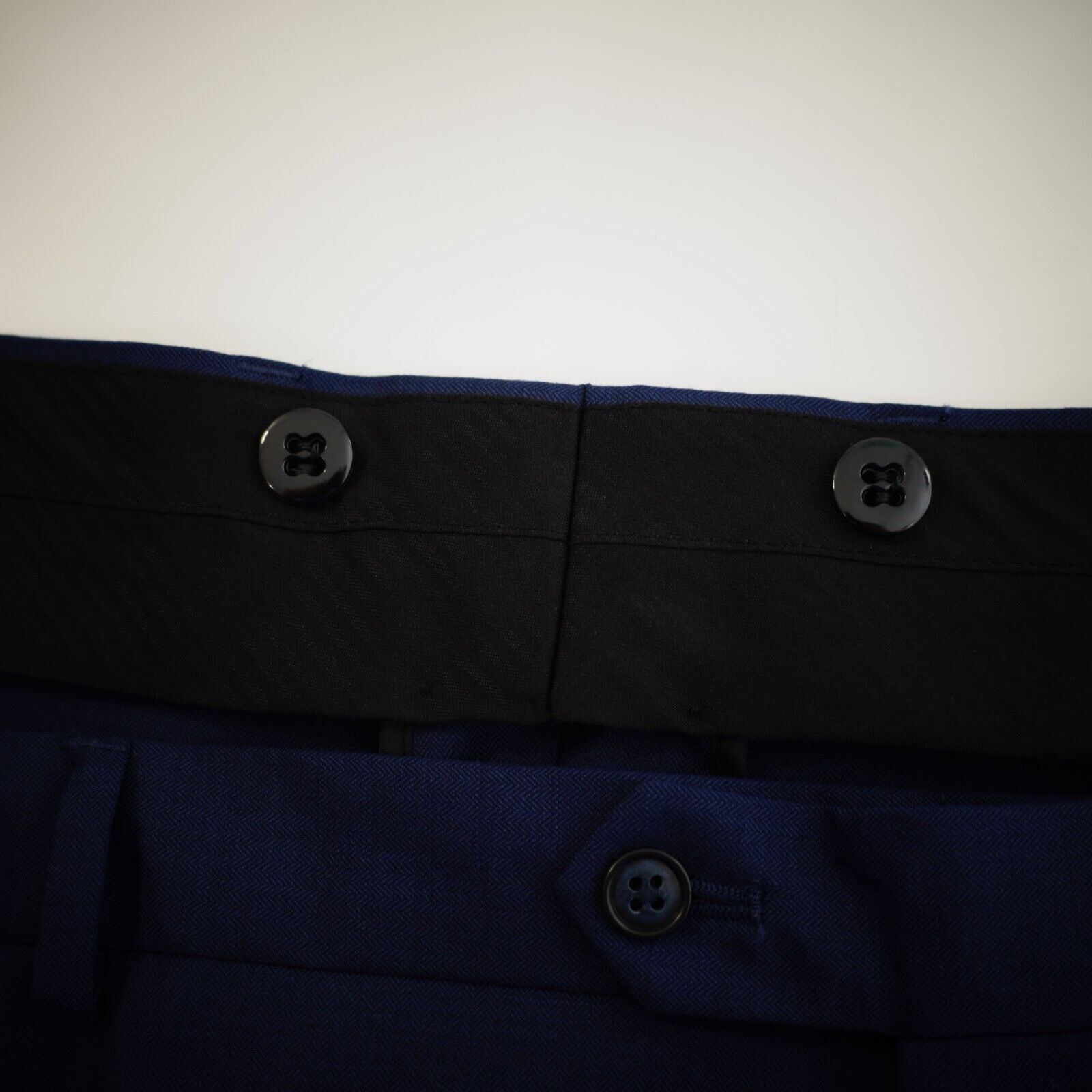 Pronto Uomo Pronto Uomo Wool Polyester Spandex Blue Herringbone Flat Fro Size 48S - 4 Thumbnail