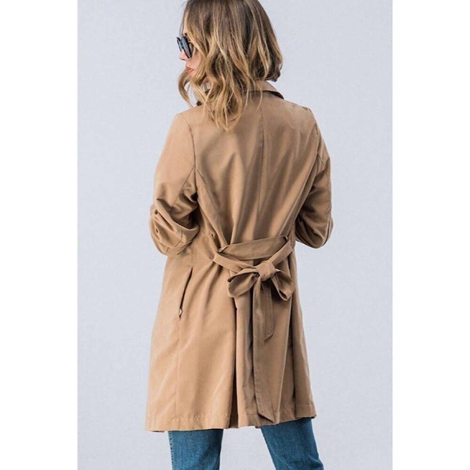 Other • A116 • (L) NWT Oversize Collar Belted Trench Light Jacket Size L / US 10 / IT 46 - 6 Thumbnail