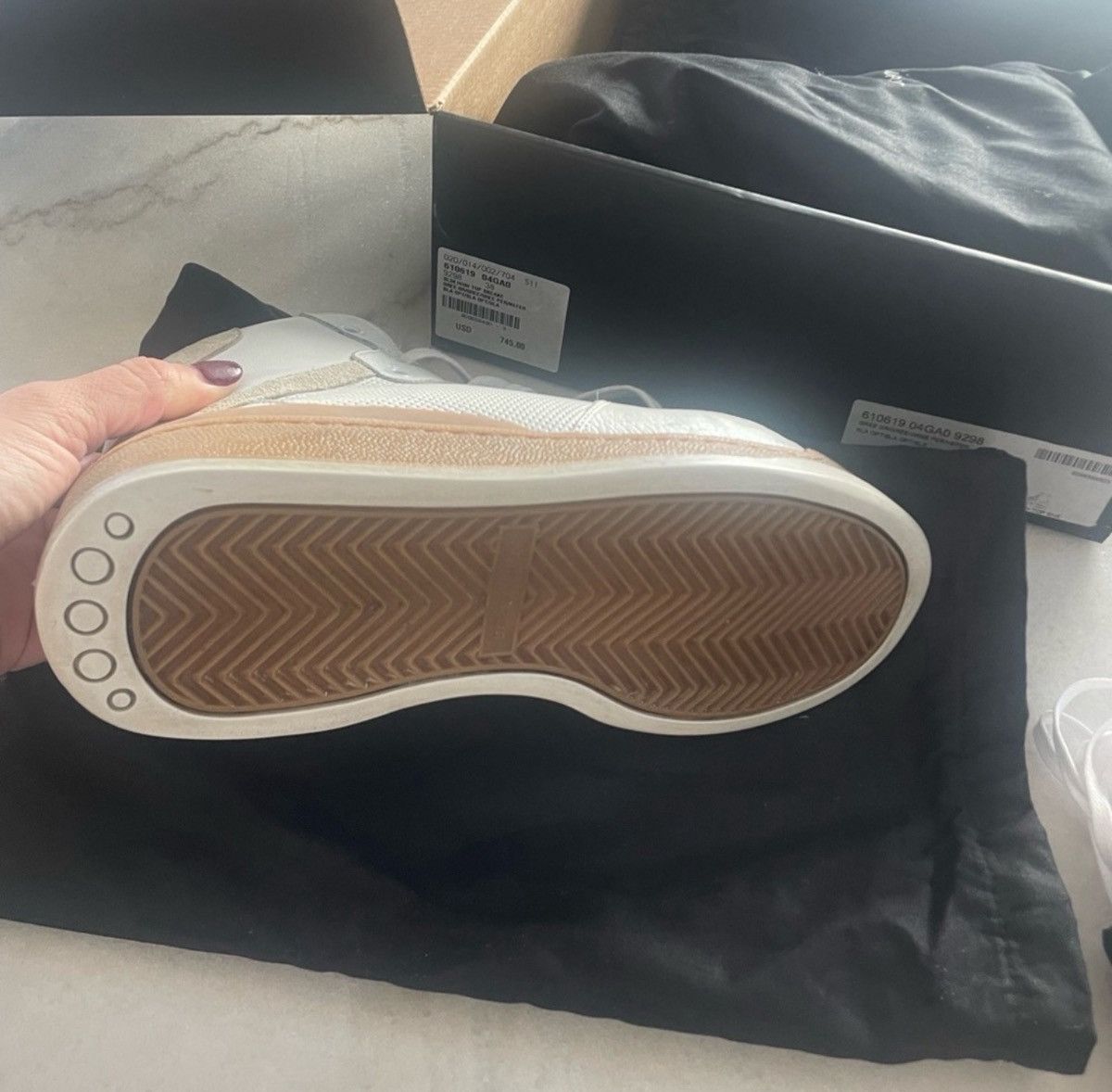 Saint Laurent Paris Saint Laurent Cream and Tan High-Top Sneakers Size US 8 / IT 38 - 10 Thumbnail