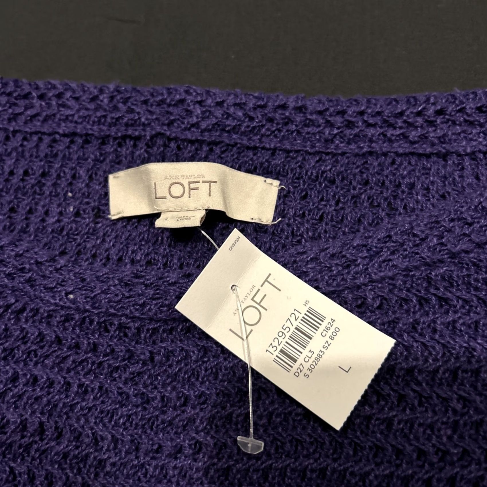 Loft LOFT Womens Sweater L Purple White Striped Knit Linen Cotton NWT A18 Pullover 3/4 Sleeve Modern Classic Mens? Size L / US 10 / IT 46 - 3 Thumbnail
