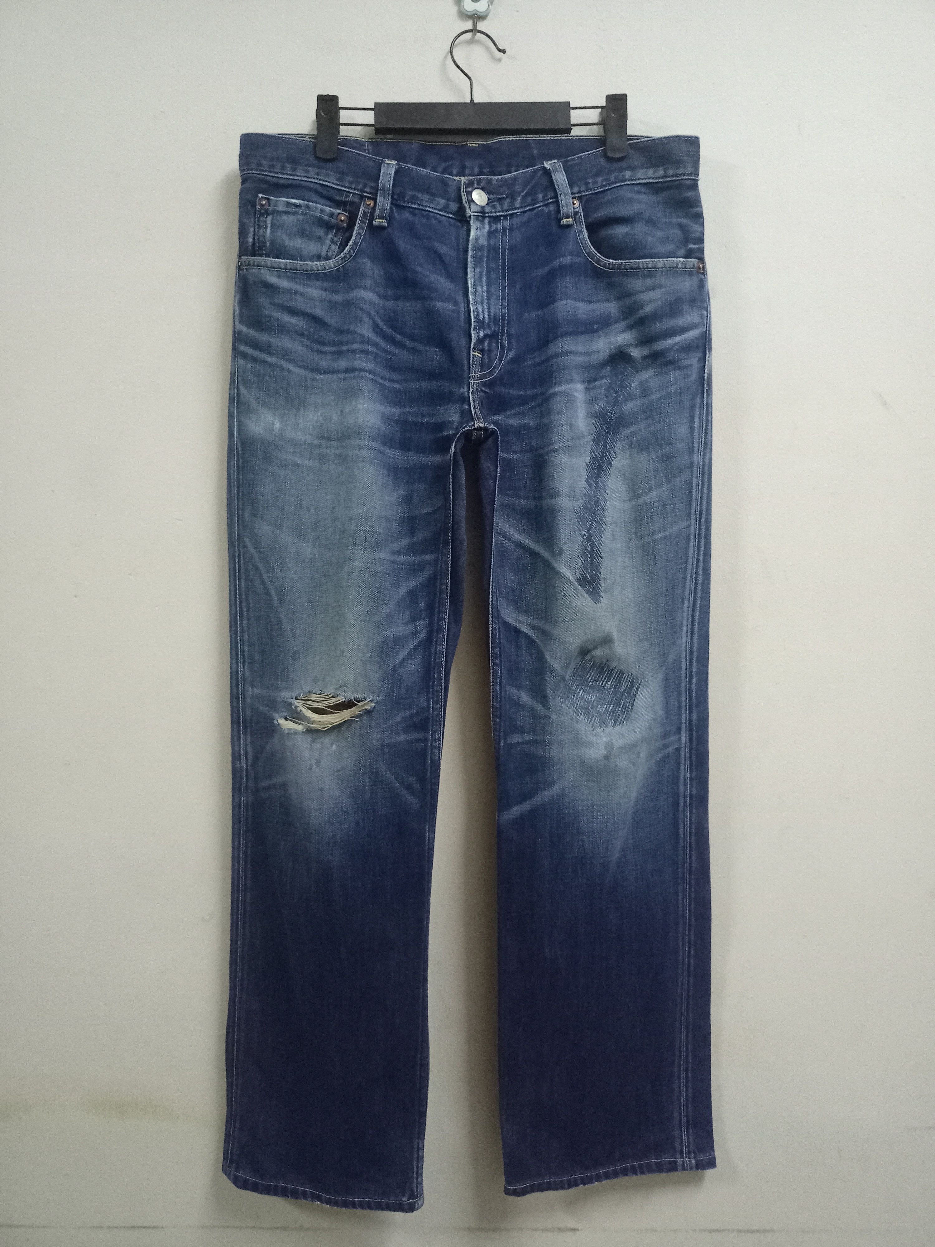 Levi's × Levi's Vintage Clothing Vintage 90s Levis 502 Blue Wash Distressed Baggy Jeans 34x29 Size US 34 / EU 50 - 1 Thumbnail
