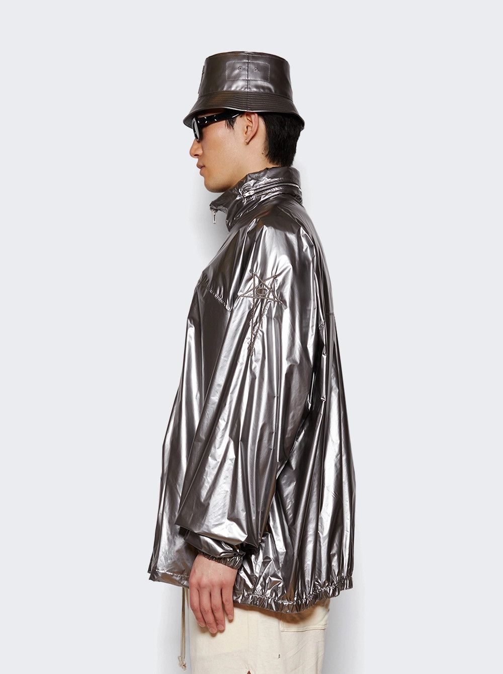 Rick Owens o1mle0226 Jumbo Windbreaker Jacket in Silver Size US XXL / EU 58 / 5 - 4 Thumbnail