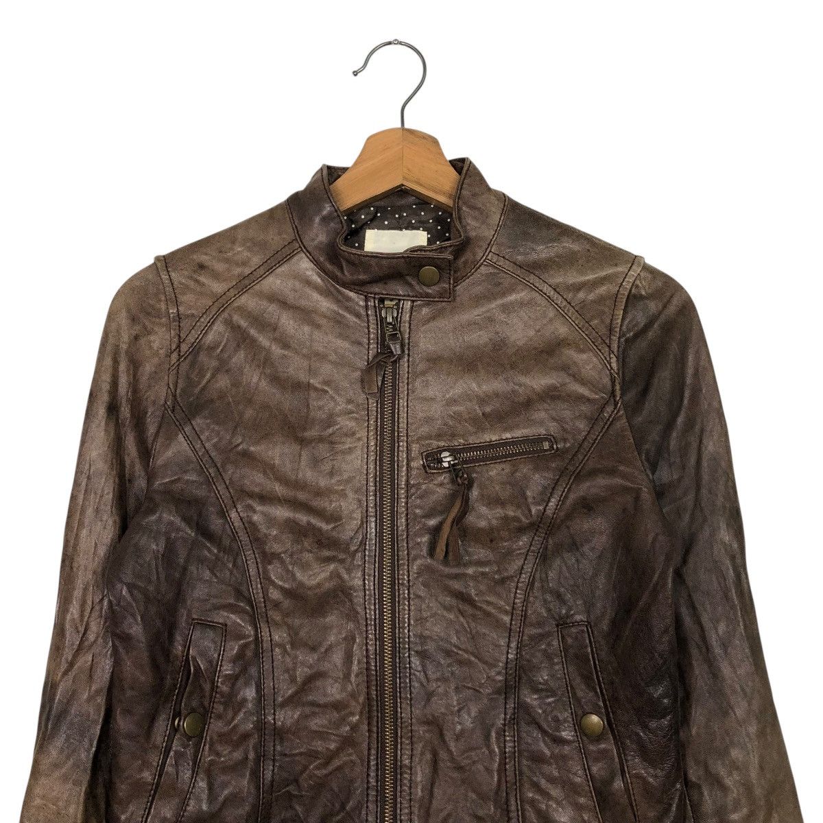 Japanese Brand 🔥CROPPED BIKER LEATHER JACKET BACK NUMBER ISSEY MIYAKE Size US M / EU 48-50 / 2 - 5 Thumbnail