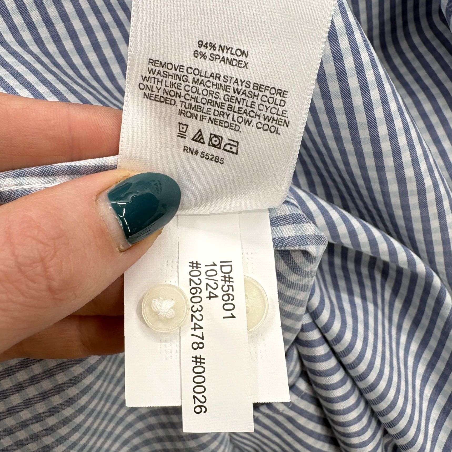 Express Express Dress Shirt Mens XL Blue Stripe Slim Fit Stretch Business Size 46R - 6 Thumbnail