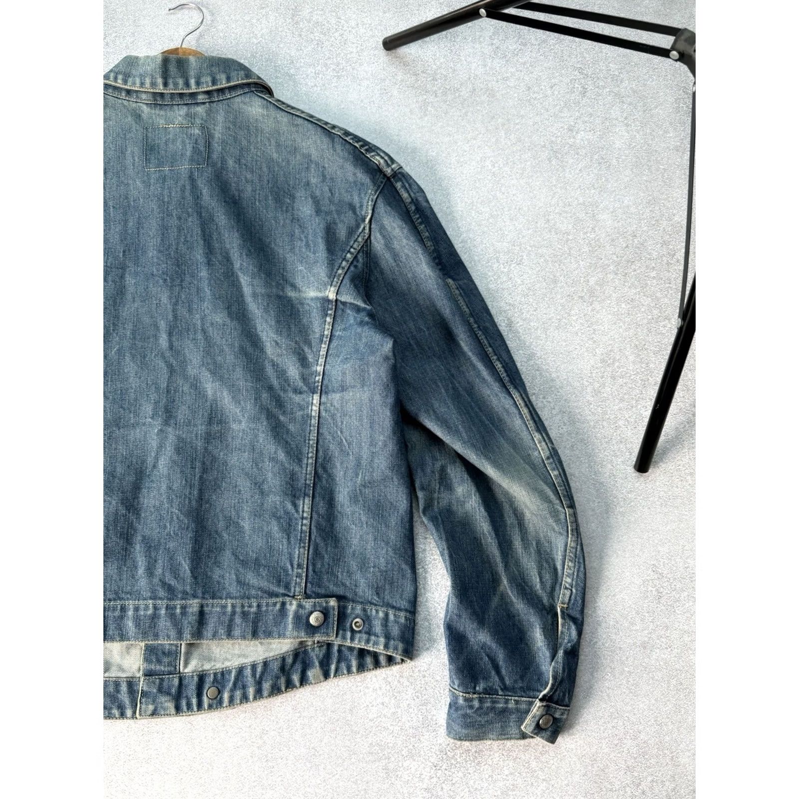 Denime VINTAGE Levis Engineered Jeans 90s Button Up Denim Jacket Men L Blue Denim Jacket Bomber Style Casual Streetwear 90s Mens Button Up Pockets Size US 33 - 5 Thumbnail