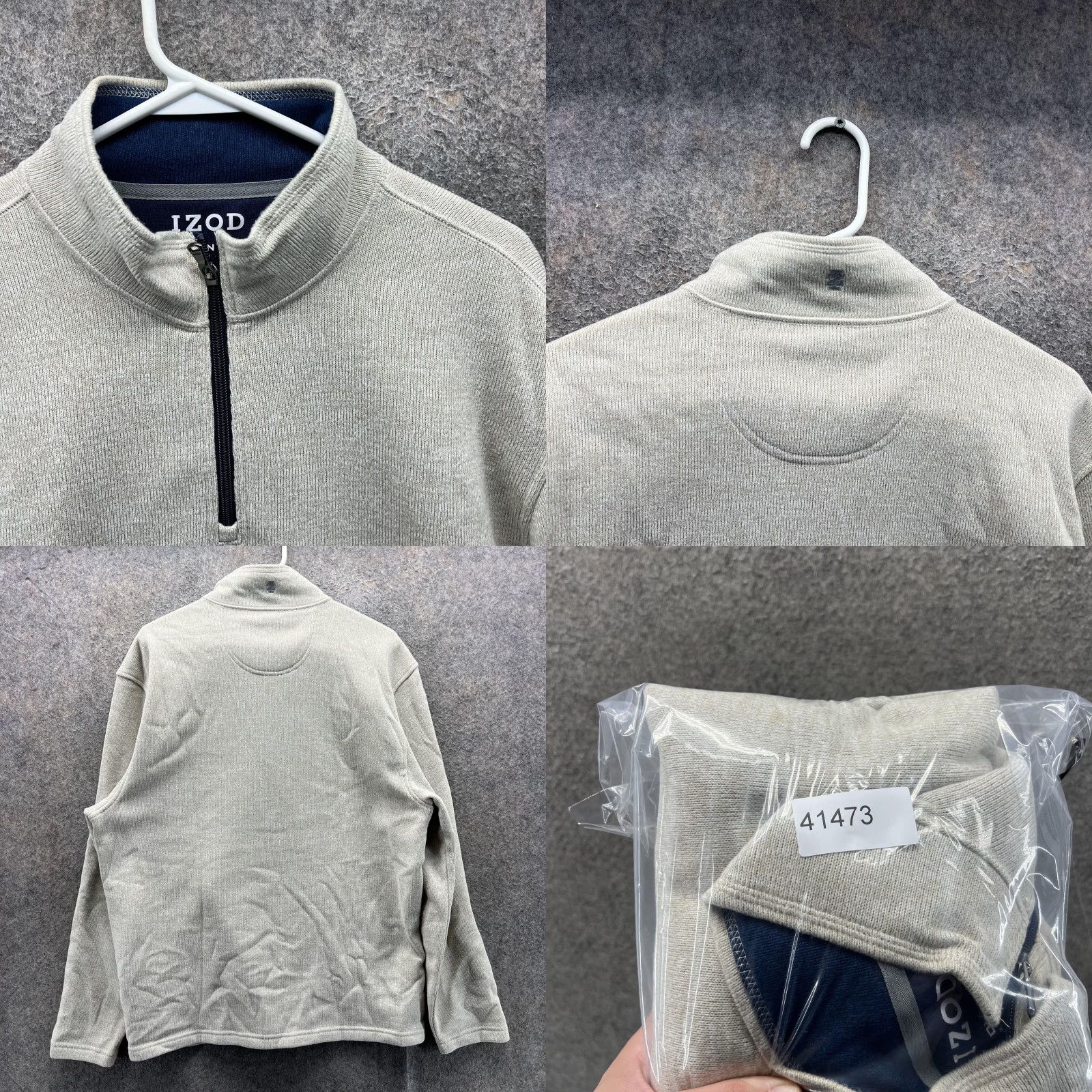 Izod IZOD Sweatshirt Mens L Beige 1/4 Zip Fleece Pullover Size US L / EU 52-54 / 3 - 8 Thumbnail