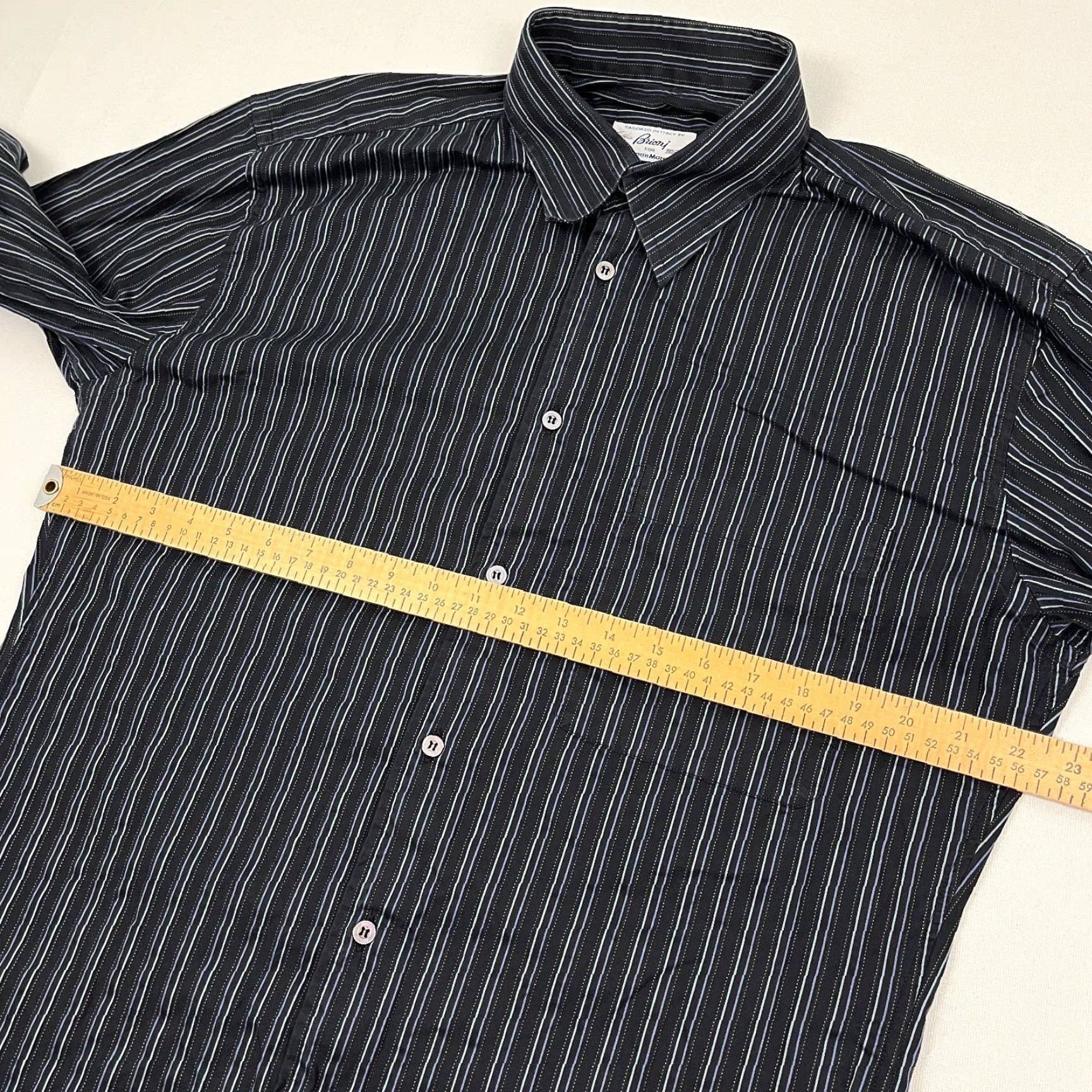 Brioni Brioni For Neiman Marcus Shirt Mens L Multi Black Striped Dress Button Up Italy Size 42R - 6 Thumbnail