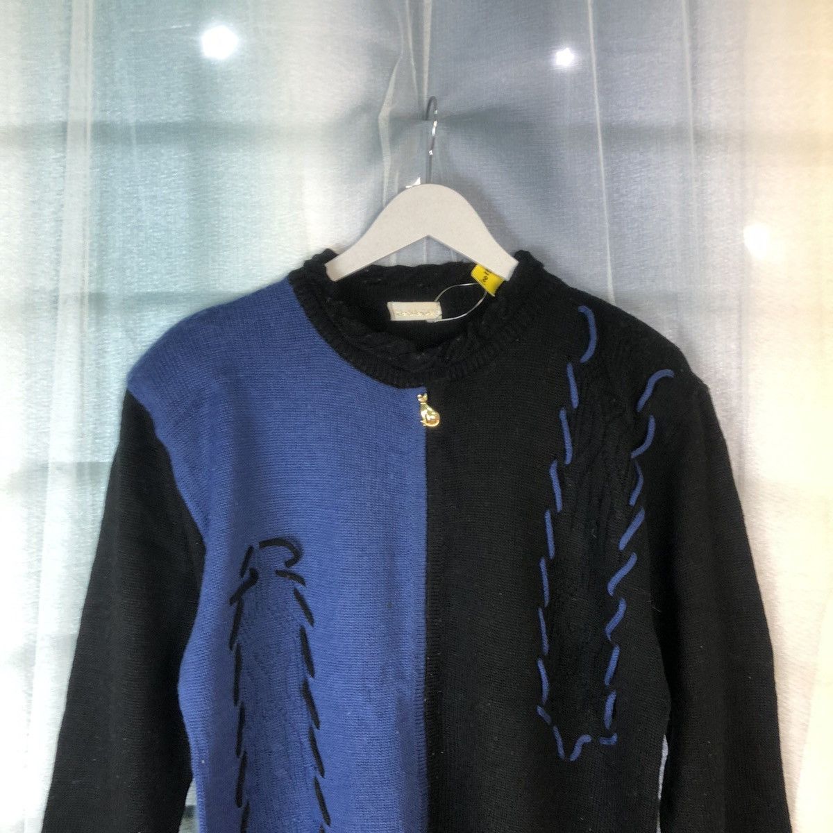 Homespun Knitwear Run Pariele Black Blue Patterned Cardigans #7412 Size M / US 6-8 / IT 42-44 - 2 Thumbnail