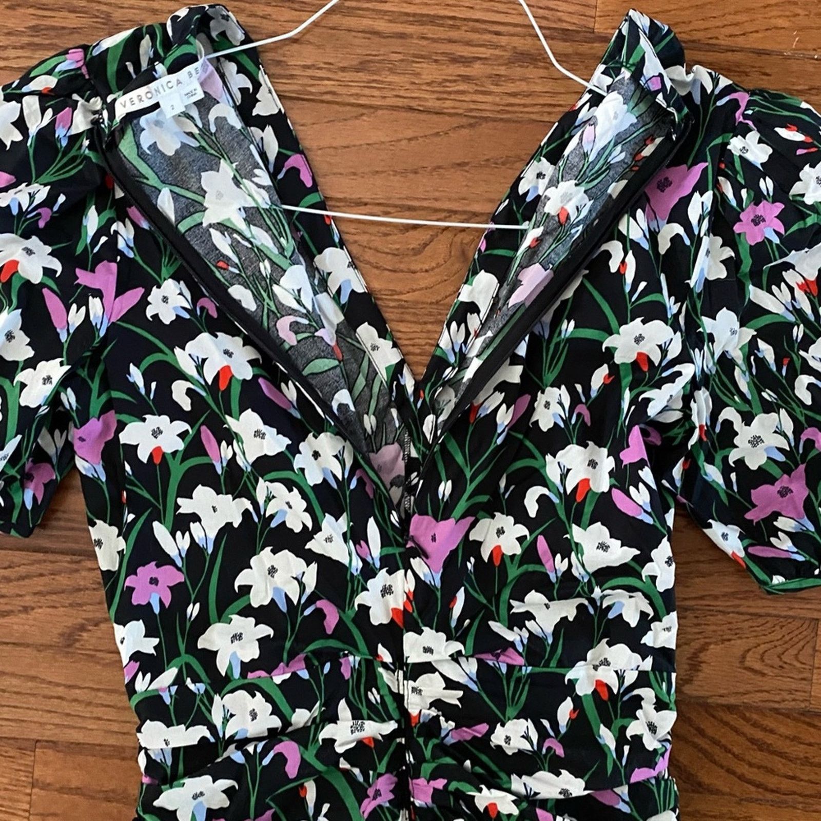 Veronica Beard Veronica Beard $495 Janis Floral Ruched Mini Dress Black 2 Size XS / US 0-2 / IT 36-38 - 13 Thumbnail