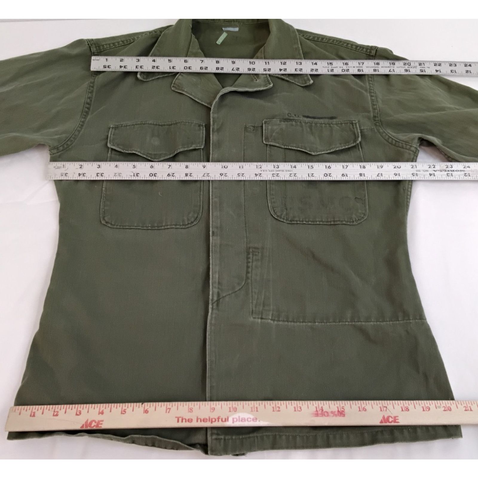 Other USMC Uniform Shirt Men's S Green Herringbone Twill VTG 40s Size US S / EU 44-46 / 1 - 14 Thumbnail