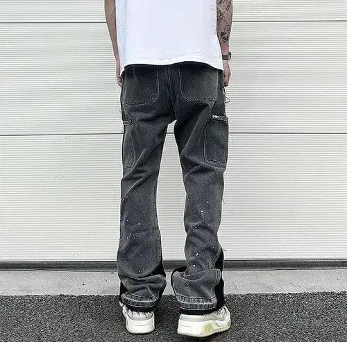 VIBE Black Graffiti Wide Jeans Size US 32 / EU 48 - 3 Thumbnail