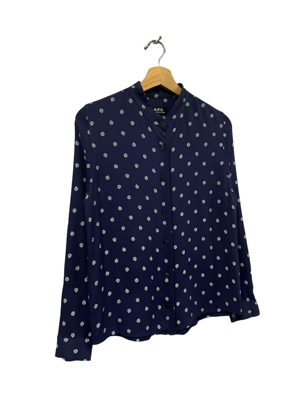 A.P.C. Vtg🔥A.P.C Printed Design Mandarin Collar Rayon Button Up Size US M / EU 48-50 / 2 - 7 Thumbnail
