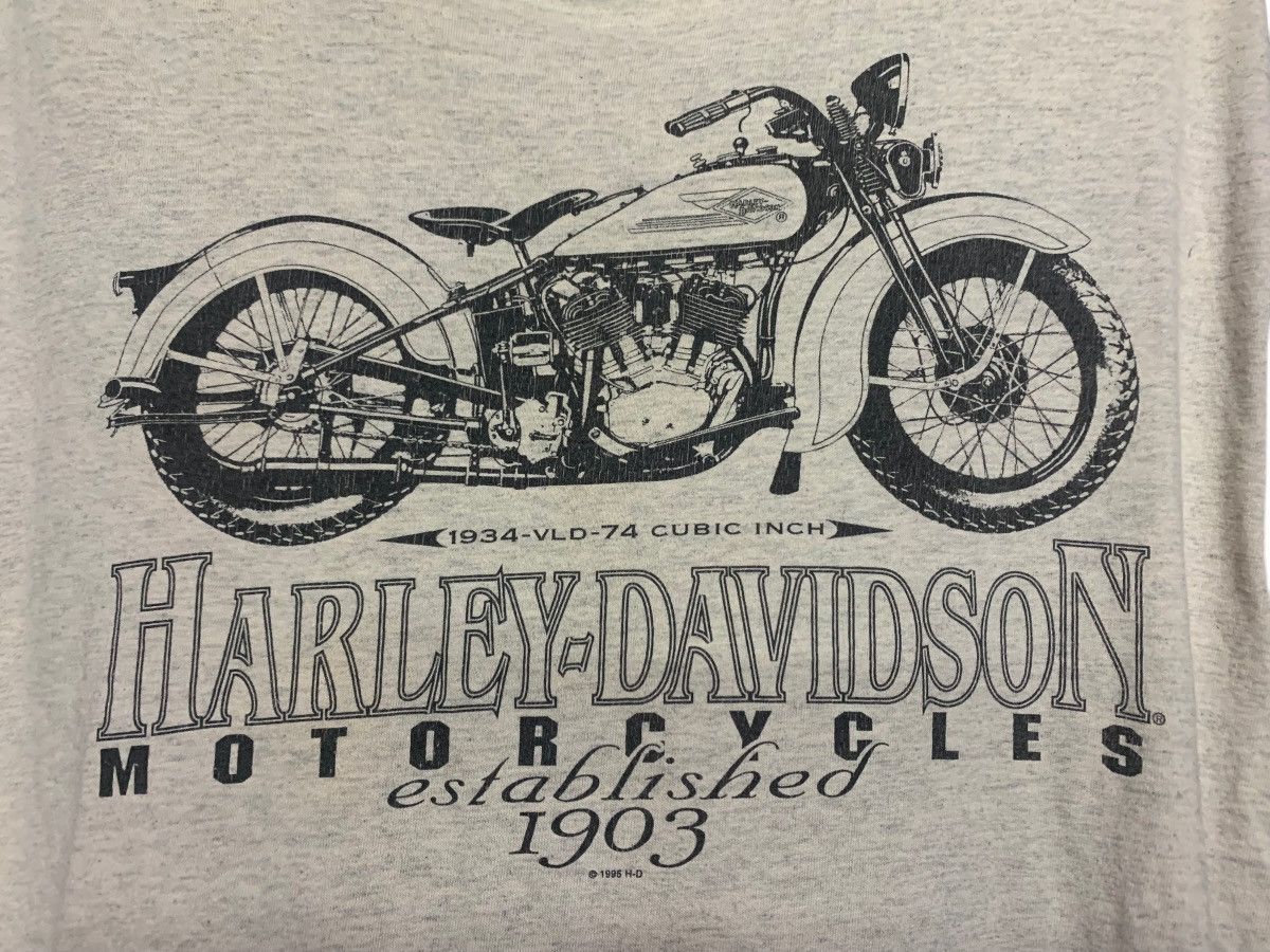 Harley Davidson × Vintage Vtg 1995 Harley Davidson T-shirt 1934 Vld Motorcycle Size US L / EU 52-54 / 3 - 9 Thumbnail