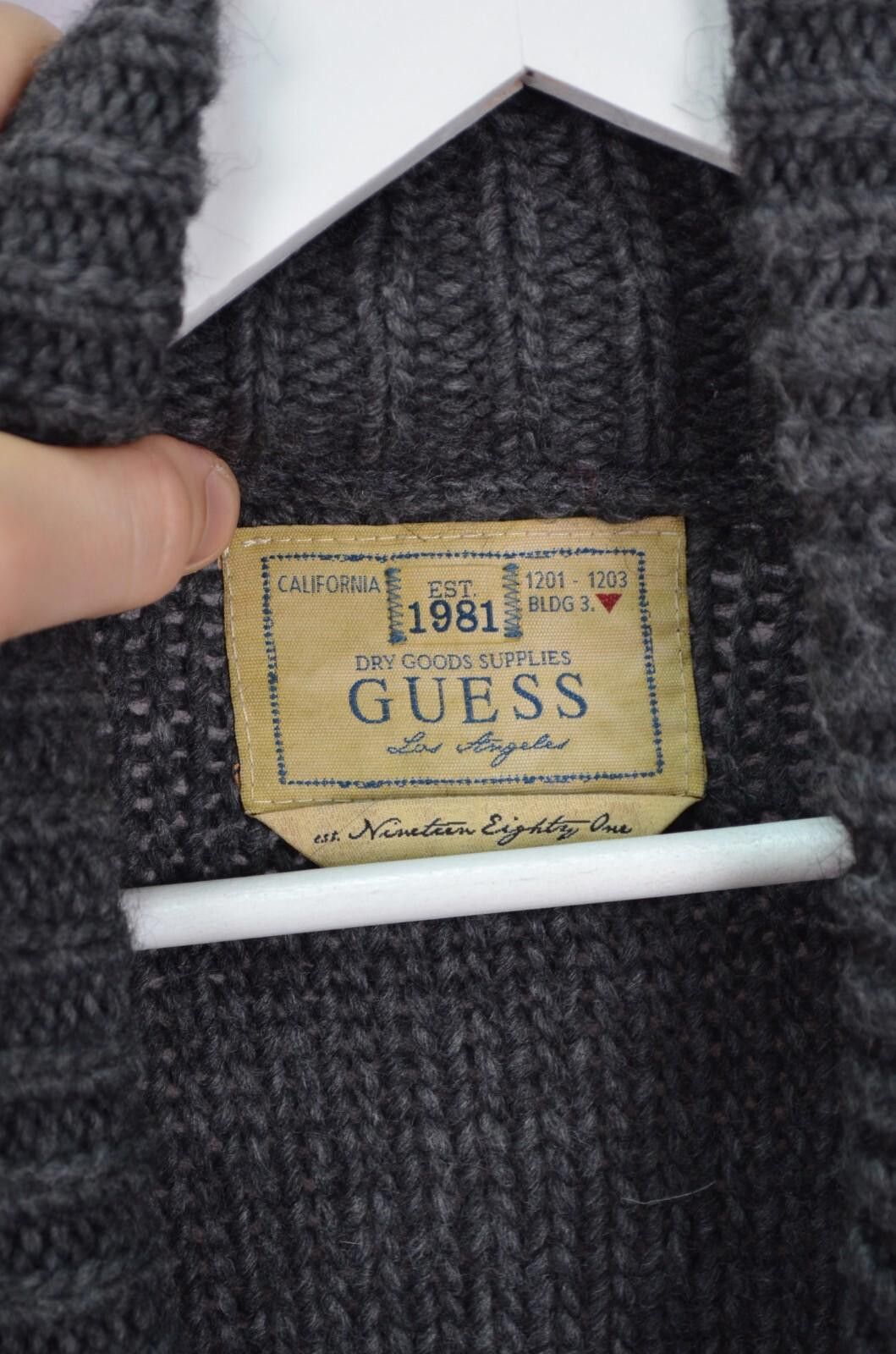 Guess GUESS Grey Acrylic Wool Alpaca Blend Cable Knit Cardigan L Size US L / EU 52-54 / 3 - 5 Thumbnail