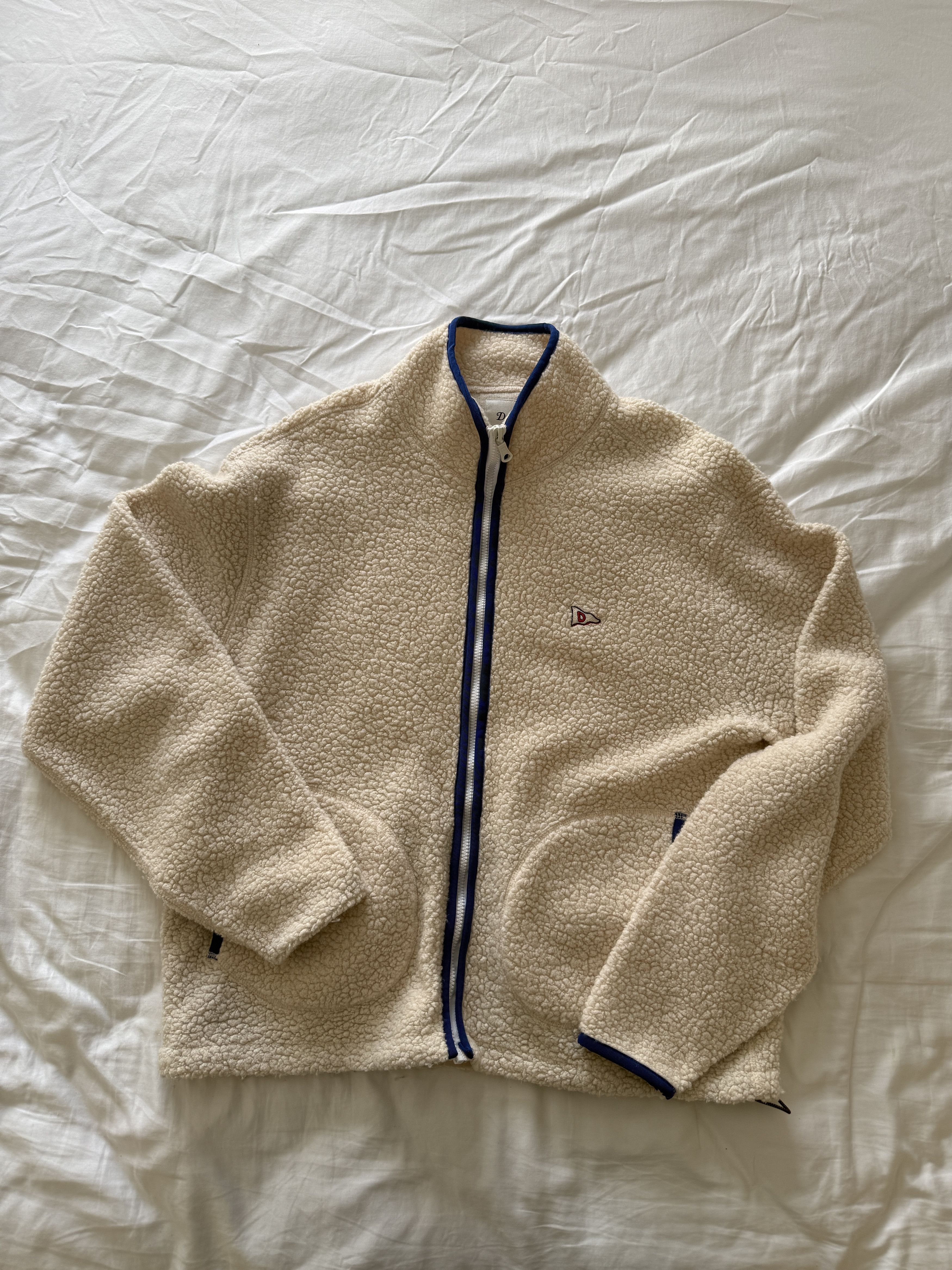 Drake's Drake's Ecru Boucle Wool Zip Fleece Jacket Size US XL / EU 56 / 4 - 1 Thumbnail